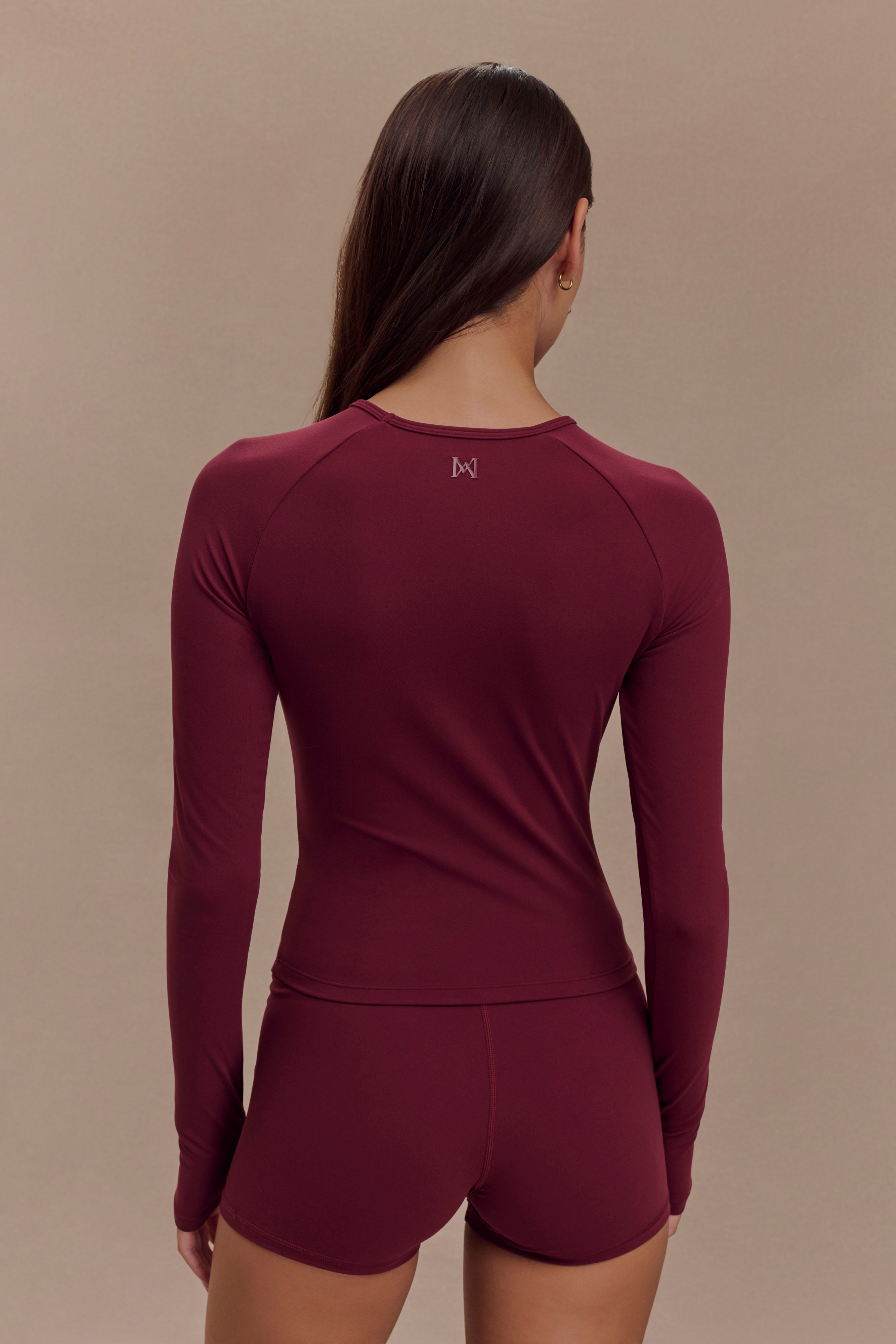 Eliana Long Sleeve Active Top - Burgundy、mySite、solidvoid