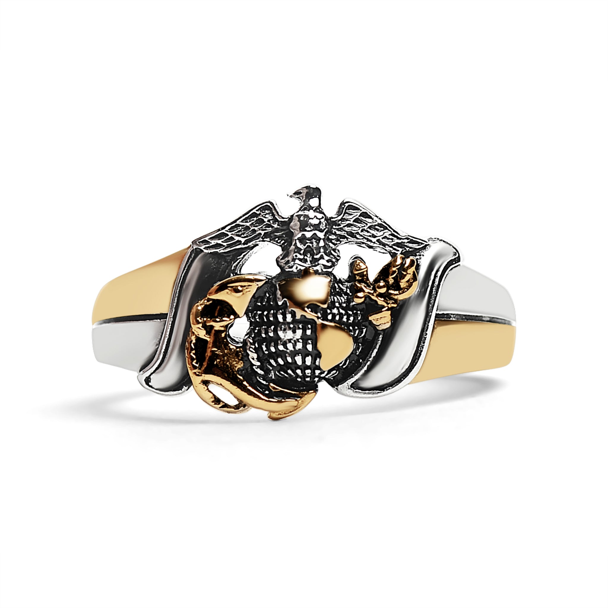 18K Gold PVD Stainless Steel Marine Corps Two Tone United States Military Women's Ring / MCR6012、mySite、dreamappss