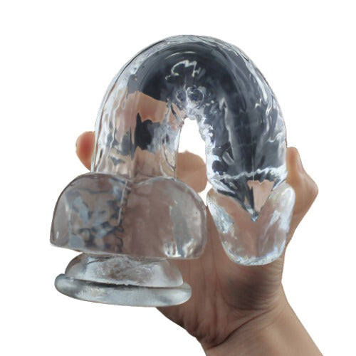 Come Closer Soft Clear Play Dildo 9.2 | Suction Cup | Flexible | Free Satin Bag、mySite、bottomscart