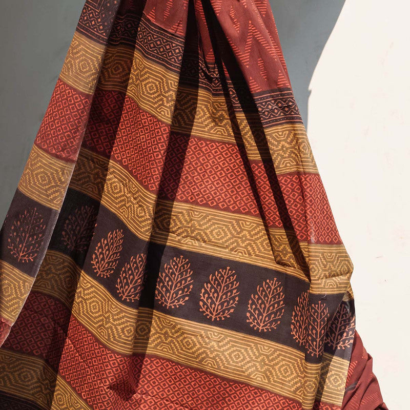 Bagru Printed Chanderi Maroon Saree、mySite、camillekostekn