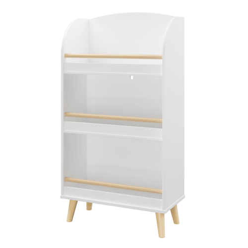 Kids Bookshelf, 3-Tier Bookcase, Book Organizer, toy Storage Cabinet Organizer, White、、casual