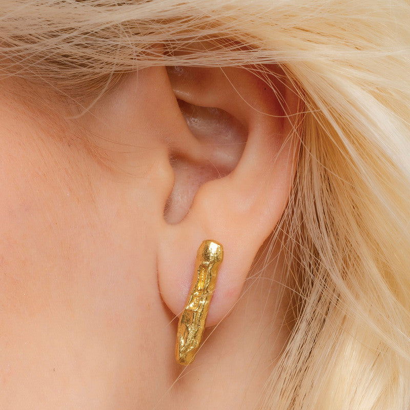 Cylindrical Bar Stud Earrings | 14K Gold Plated、mySite、camillekostekn