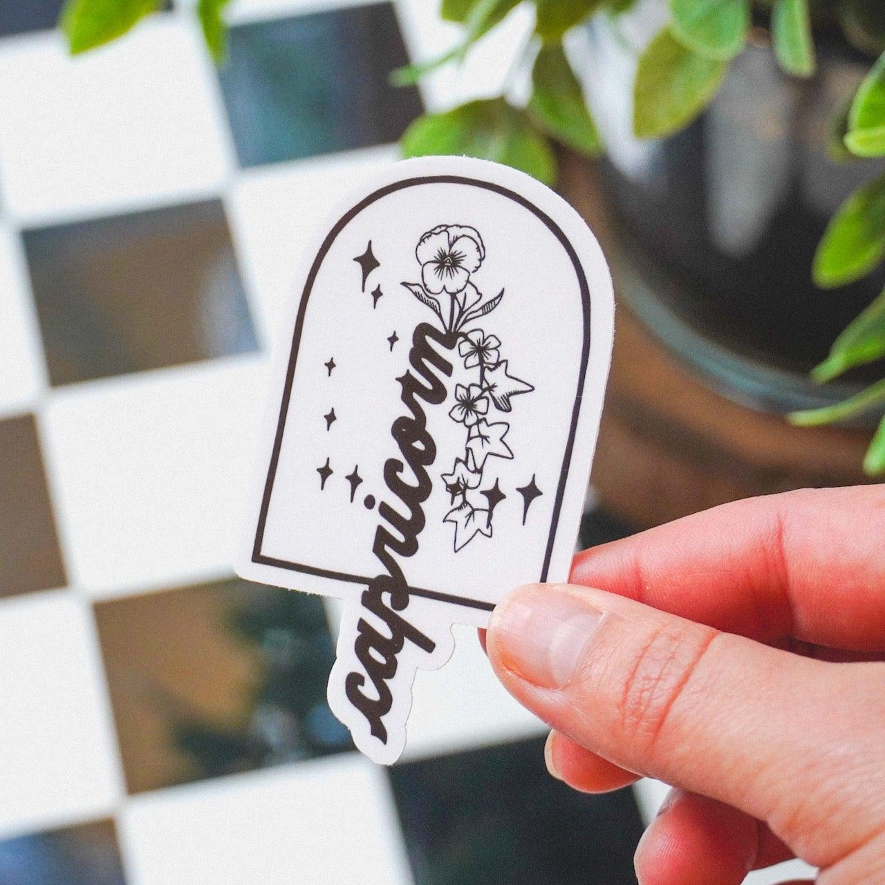  Capricorn Pansy & Ivy Zodiac Sticker、mySite、elrpsem3k