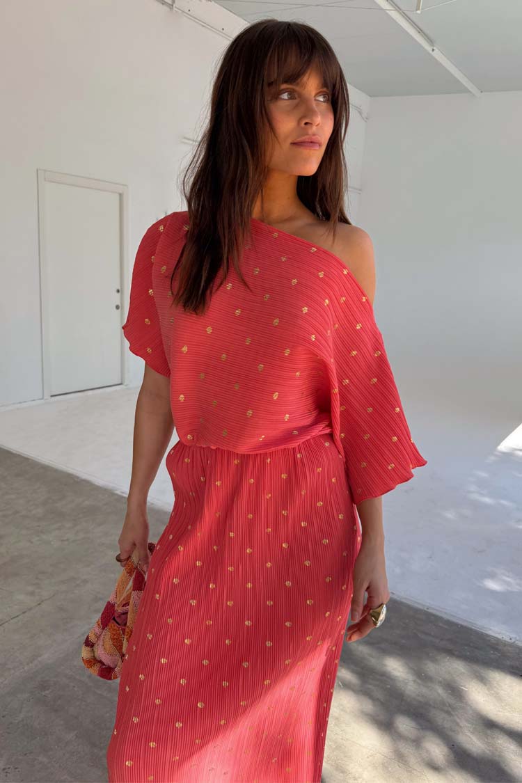 Coral Plisse Tilly Dress、mySite、solidvoid