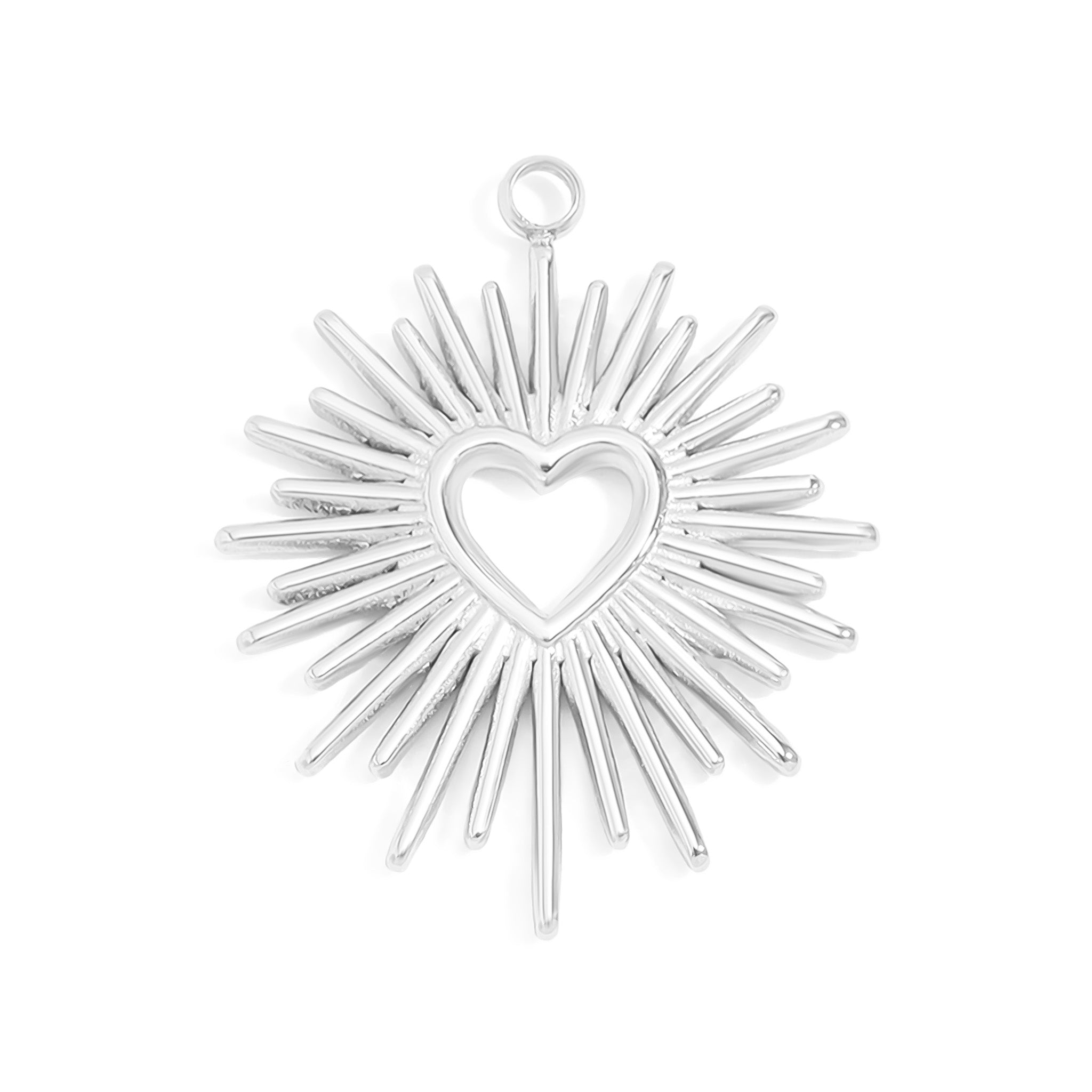 18K Gold PVD Stainless Steel Textured Sunburst Heart Charm / PDL0068、mySite、dreamappss