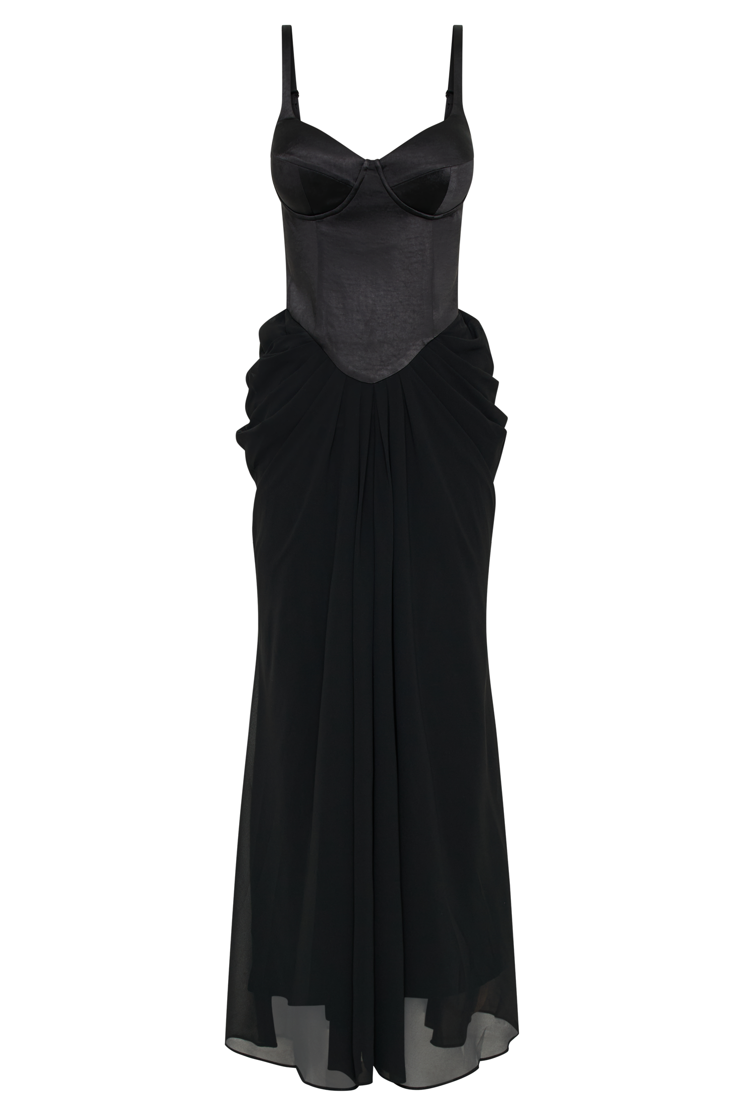 Leila Satin Corset Maxi Dress - Black、mySite、solidvoid