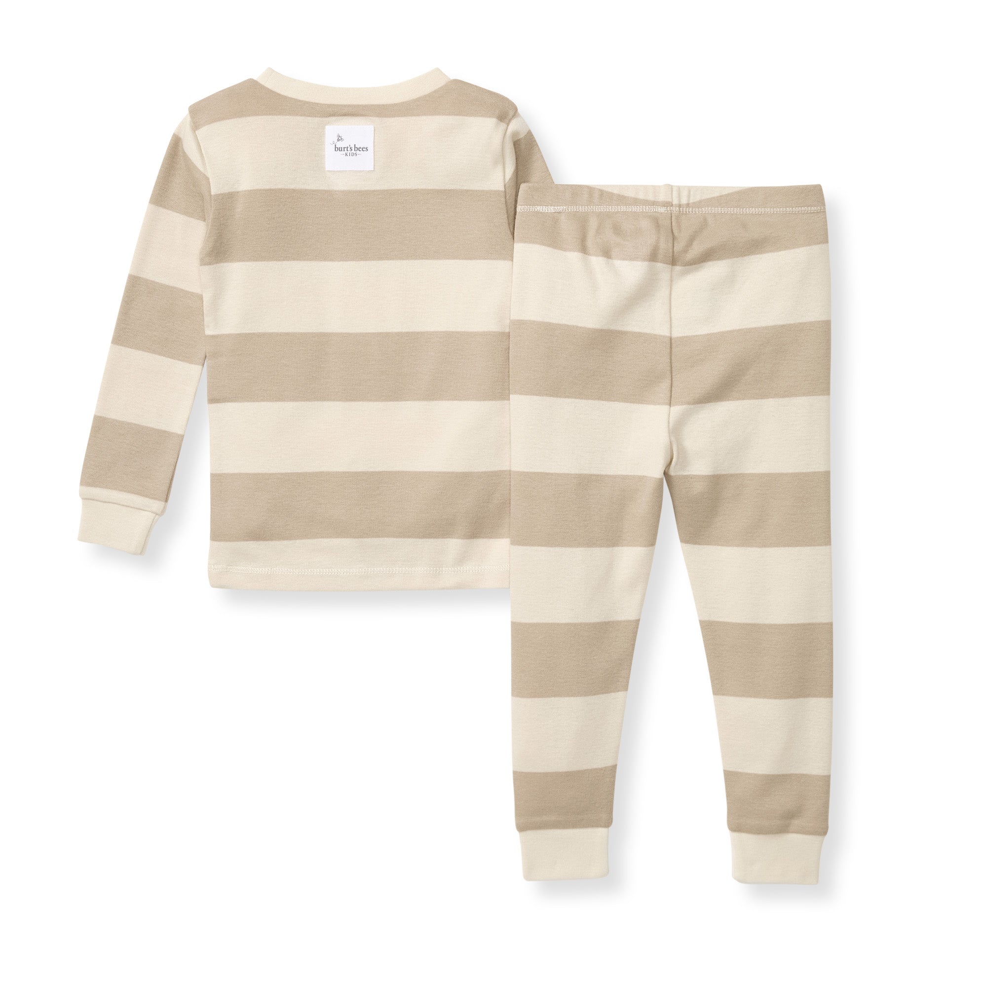 Mommy & Me Rugby Stripe Organic Cotton Two-Piece Pajamas - Oat、mySite、g9winljtr