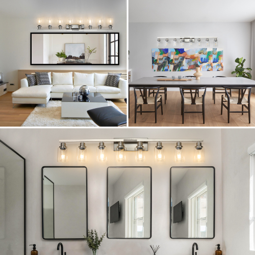 31" Golden 5-Light Vanity Light with Clear Glass Shades, Modern Iron Metal Bathroom Wall Fixture for Mirror, Ideal for Bathroom and Dressing Table (No Bulbs)、、eastwooduniform