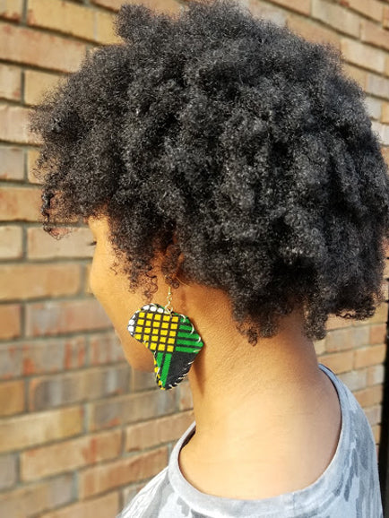 Green African Print Earrings-DP3553ER1、mySite、solidvoid