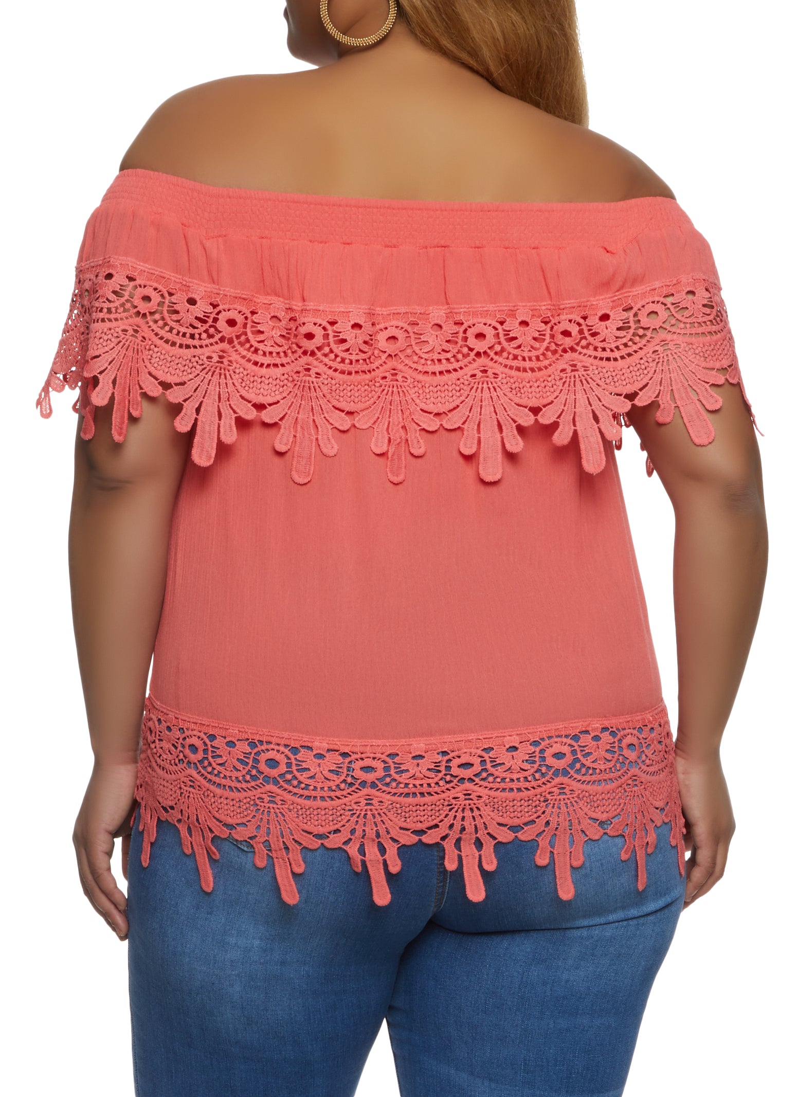 Plus Size Crotchet Off the Shoulder Top、mySite、camillekostekn