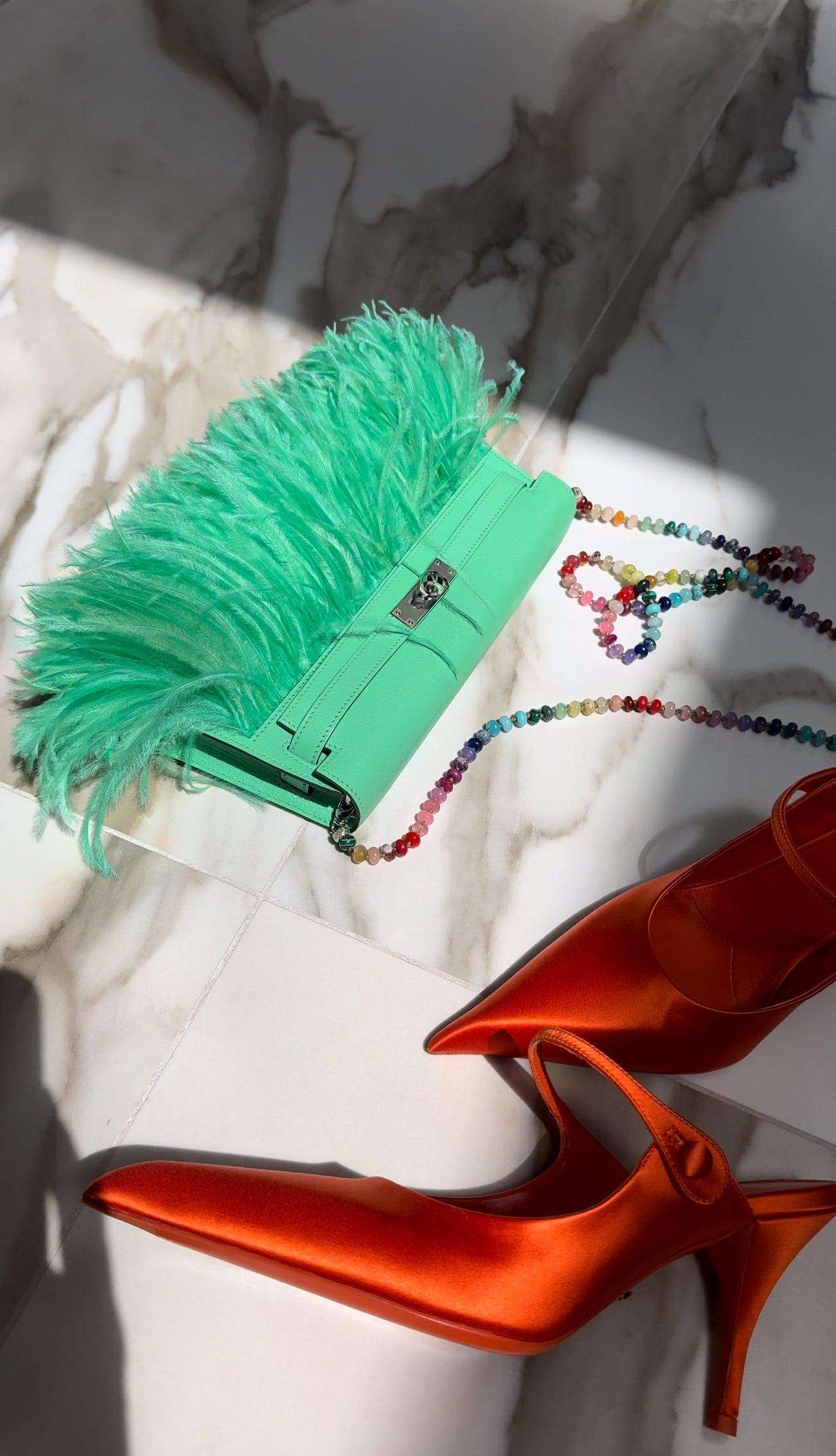 Hermès Kelly Elan Foile Vert Comics Chevre and Ostrich Feather Palladium Hardware、mySite、garminoutage.com