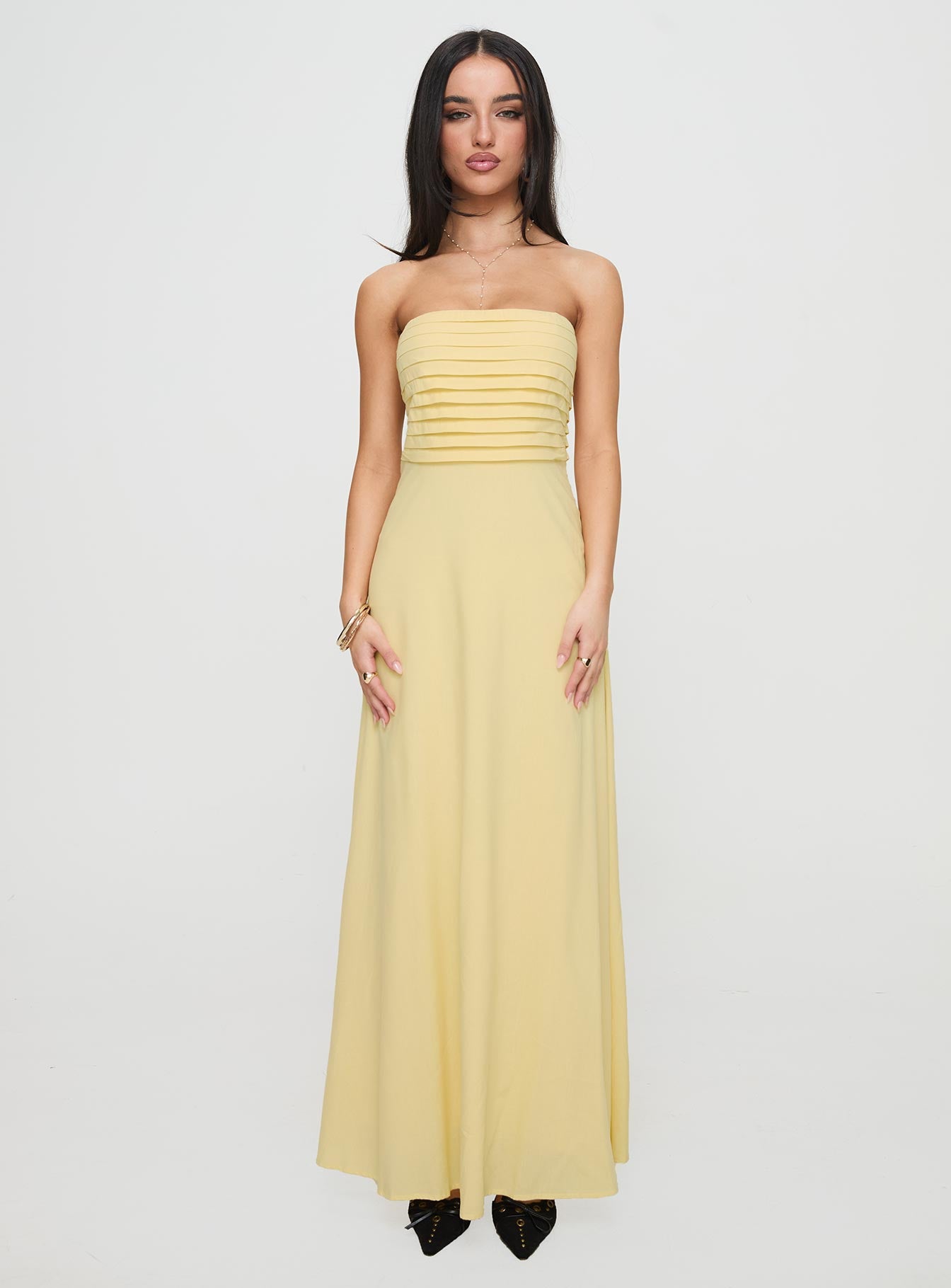 Anamaria Strapless Maxi Dress Lemon、mySite、solidvoid
