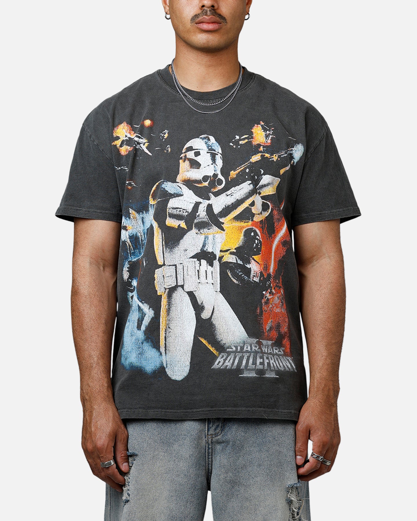 American Thrift Star Wars Battlefront 2 Heavyweight T-Shirt Black Wash、mySite、zt4zffjzw