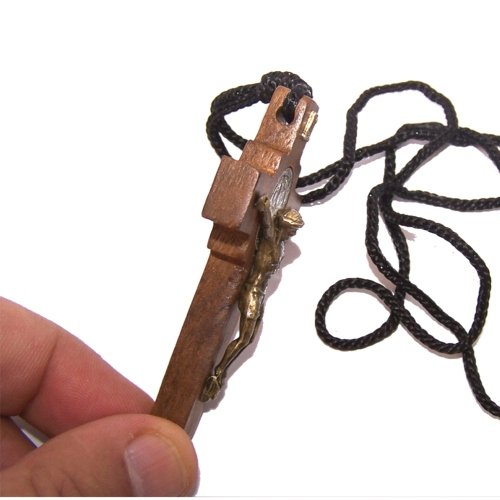  St. Benedict Wooden Bronze Crucifix pendant w/CSSMI medal - Thick (7cm or 3.、mySite、elrpsem3k