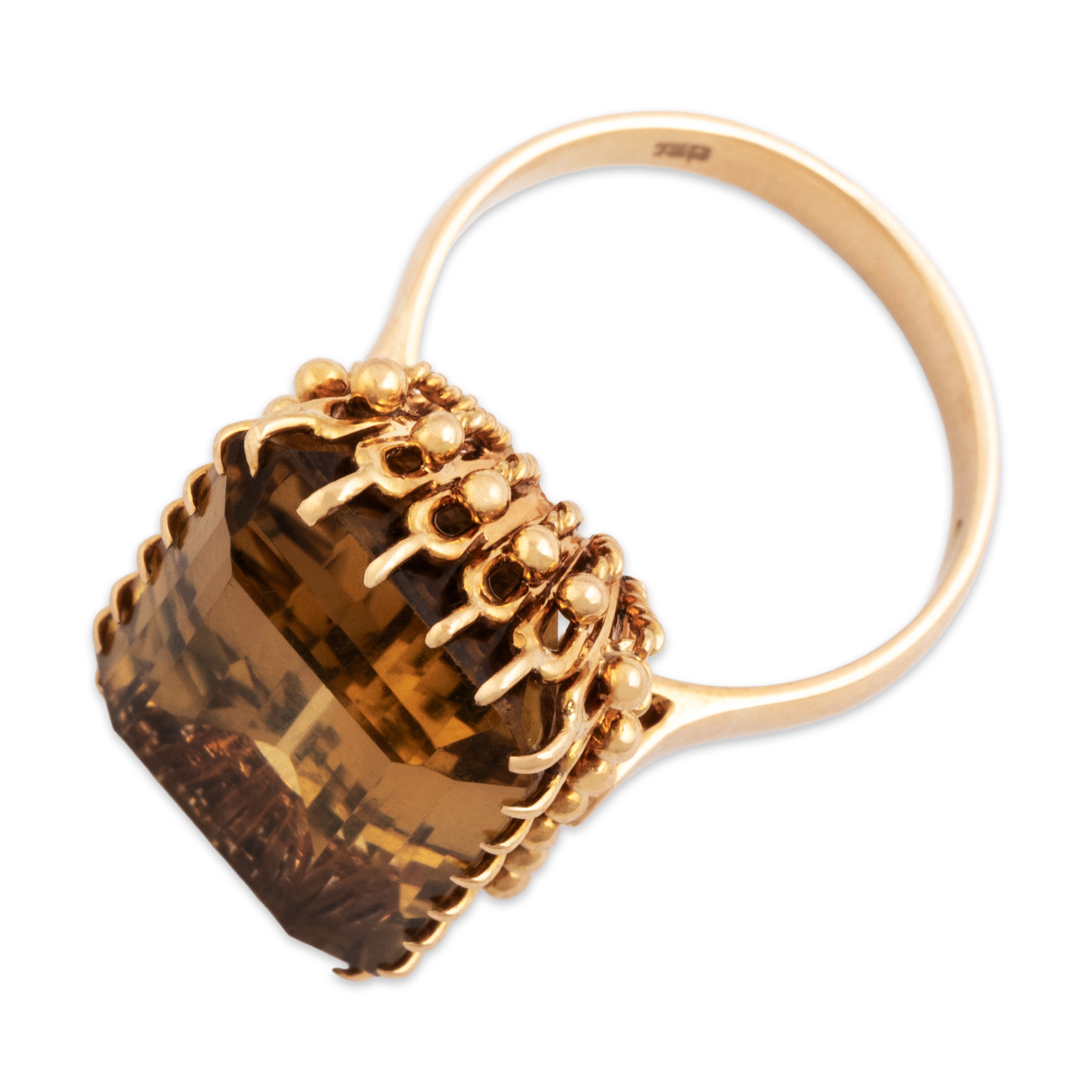 Vintage 18k Yellow Gold 14ct Citrine Fabulous Oversized Cocktail Ring 7.25、mySite、hinf8tx79