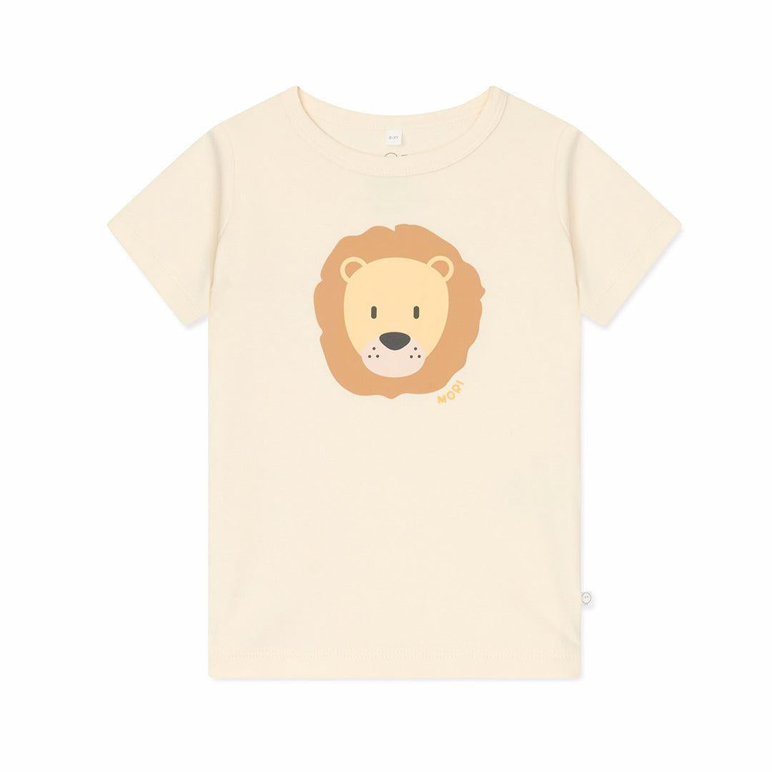  MORI Lion T-Shirt & Stripe Ribbed Shorts - Panda Cream、mySite、merchandisen