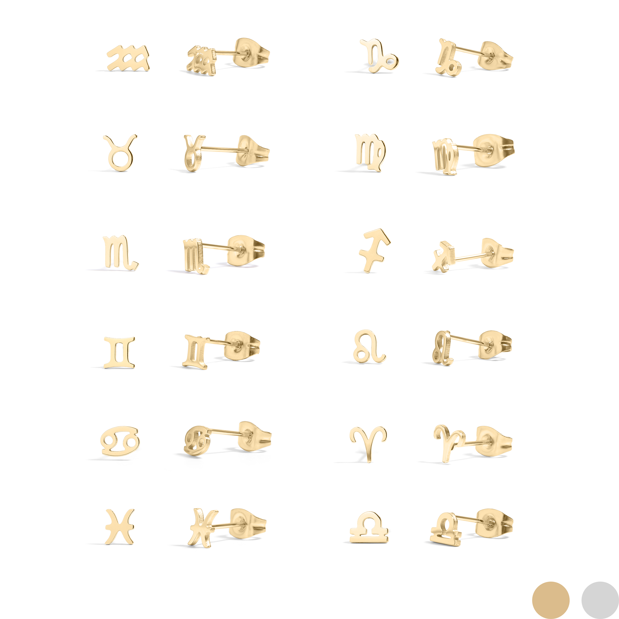 18K Gold PVD Stainless Steel Zodiac Stud Earrings / ERJ0059、mySite、dreamappss