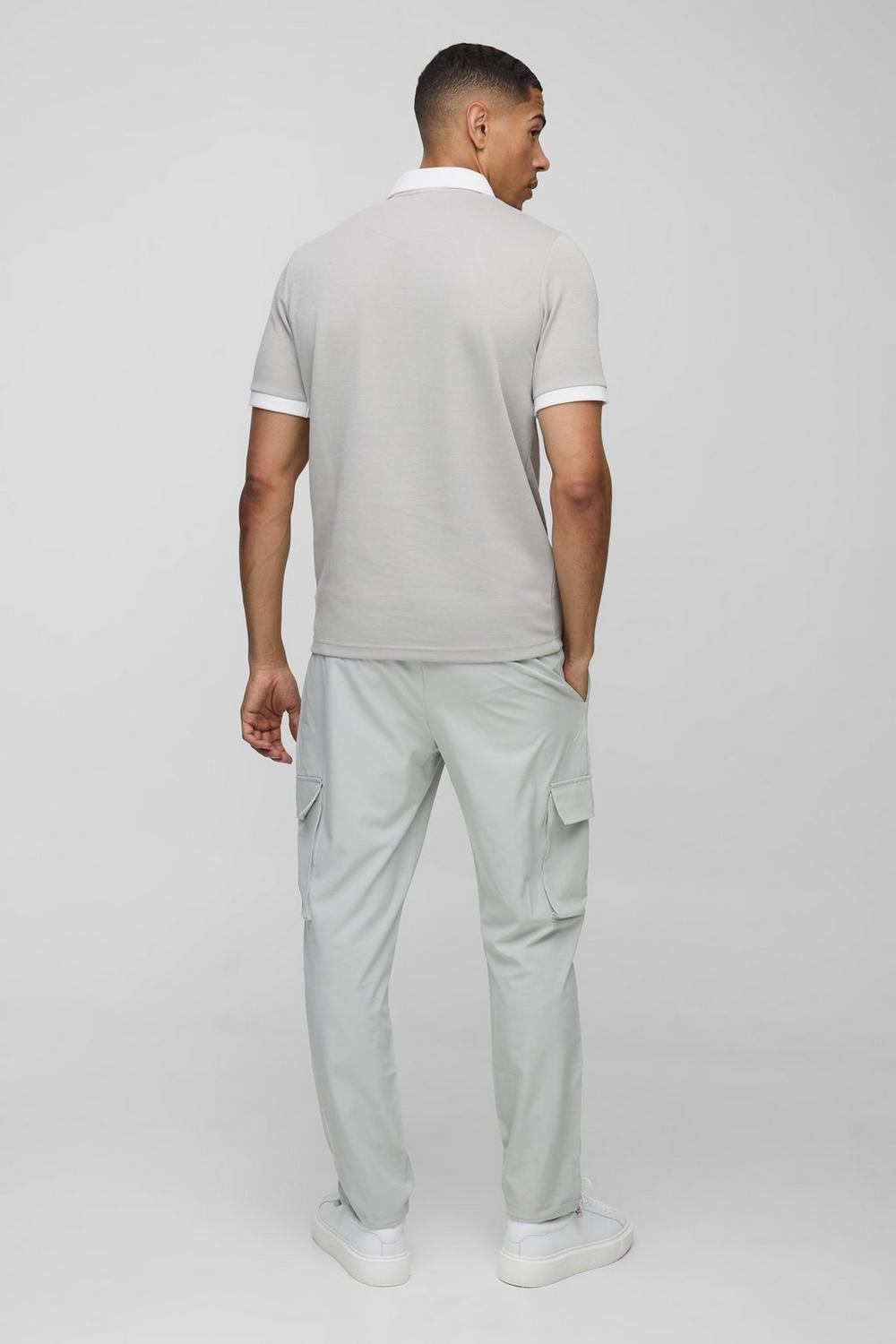  Boohooman Slim Panelled Zip Neck Interlock Polo white、mySite、justintrudeaud