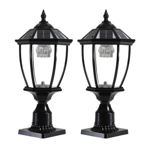 20"(H) Golden Solar Powered LED Outdoor Lantern, Vintage Garden Light with Elegant Glass Design for Pathways, Yards, and Patios (1-Pack)、、eastwooduniform