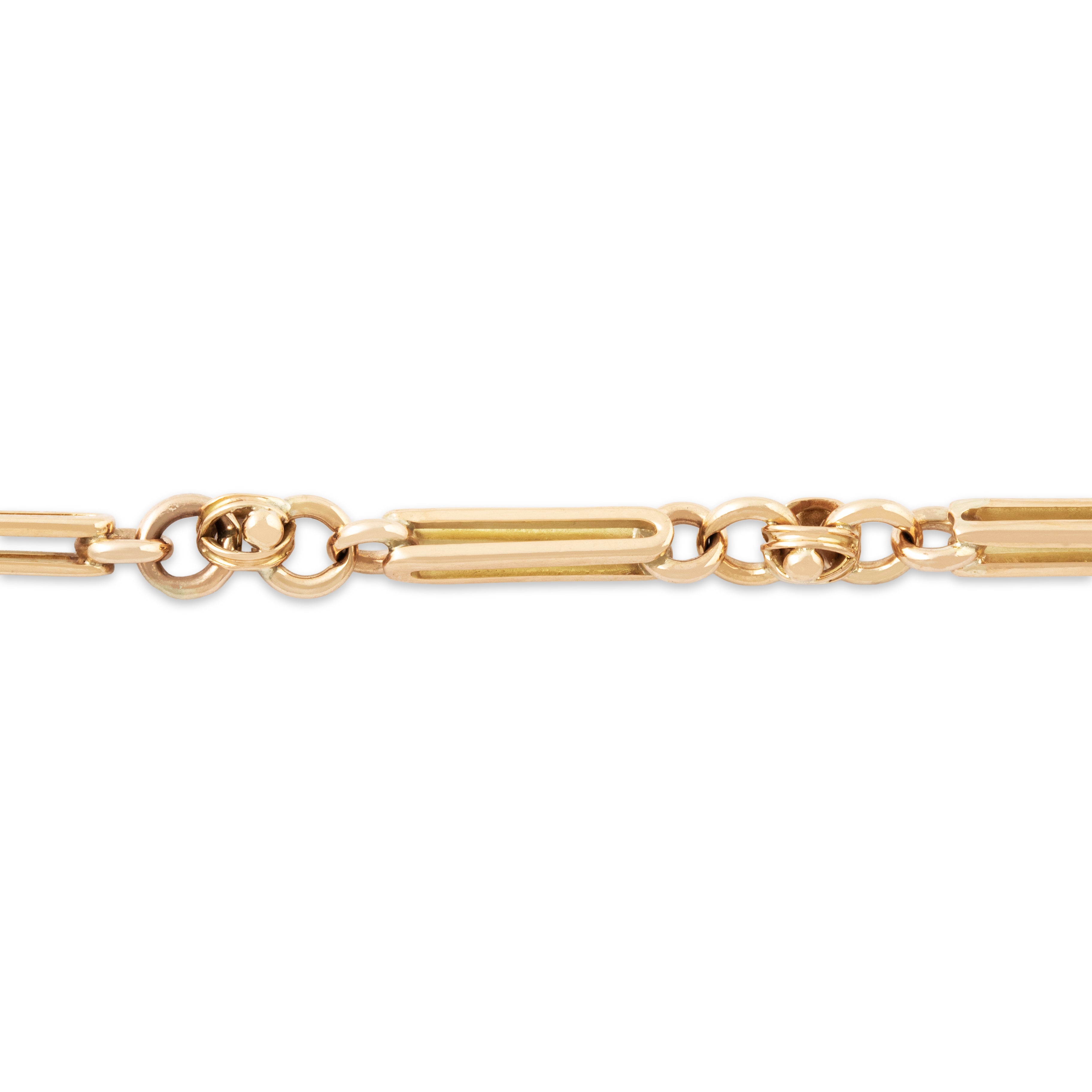 Antique 10k Rosy Yellow Gold Three-Dimensional Geometric Link Bracelet 7.75、mySite、hinf8tx79