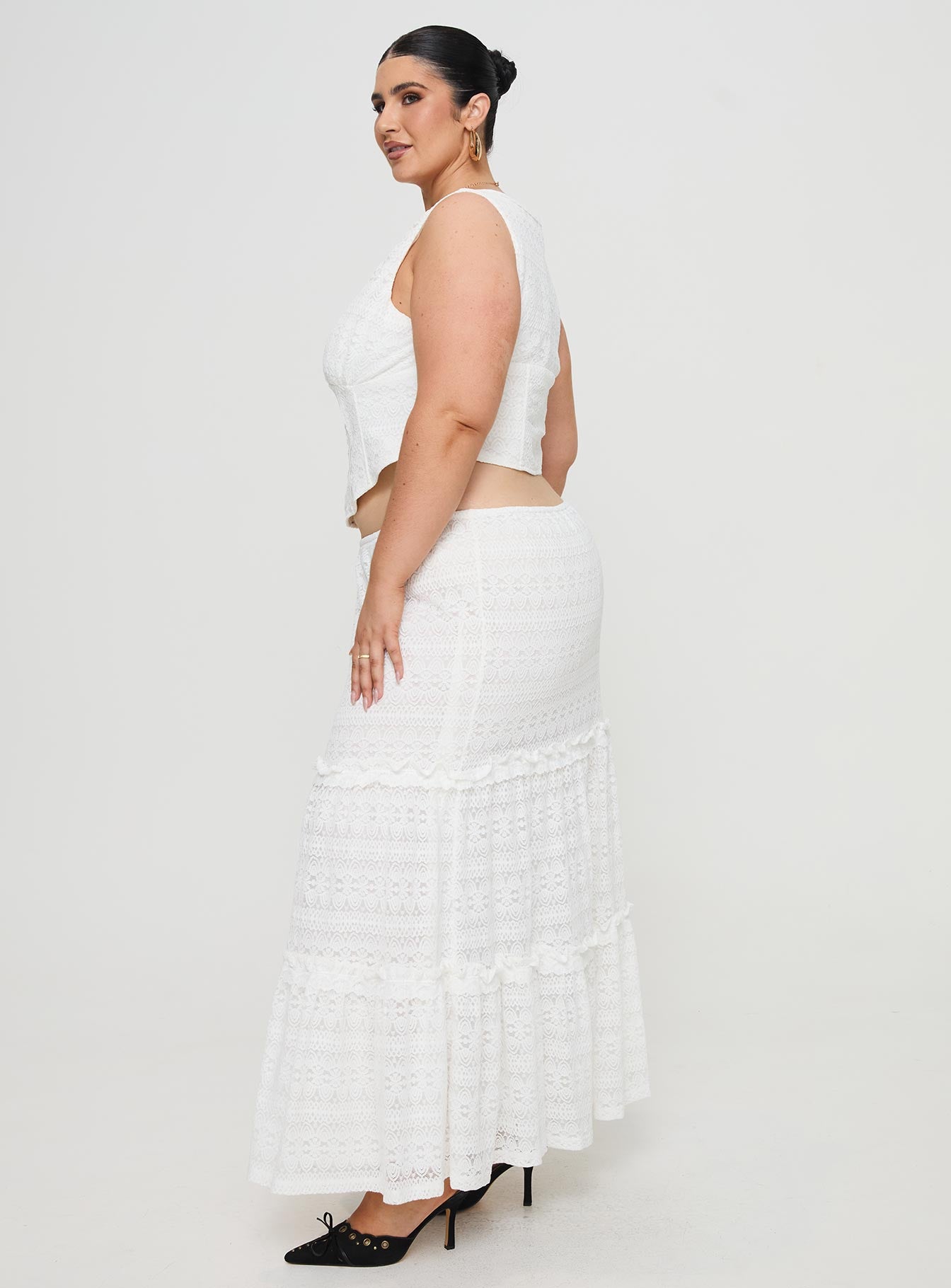 Buttacupe Lace Maxi Skirt White Curve、mySite、solidvoid