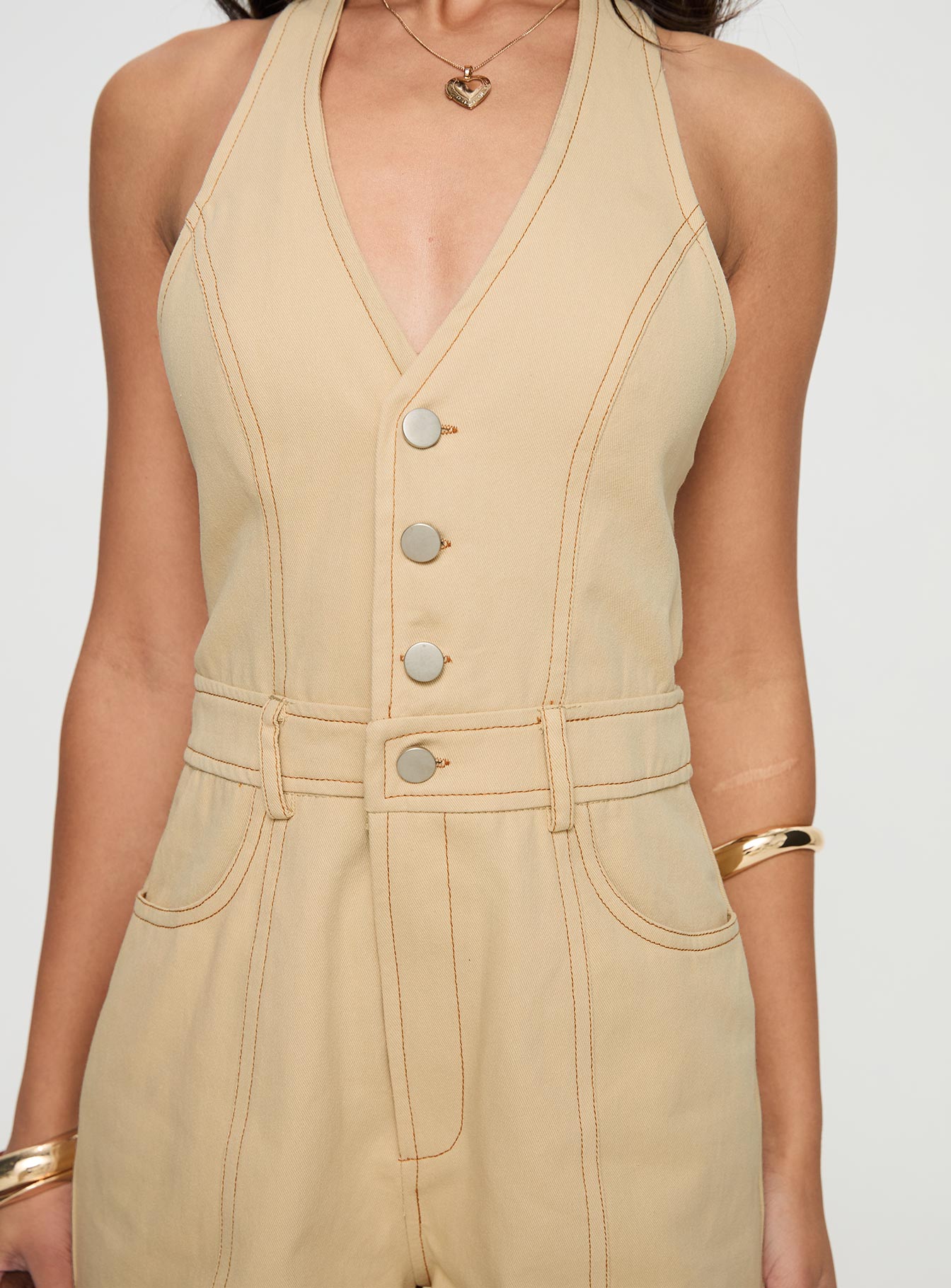 Jayalen Halter Romper Ecru、mySite、solidvoid