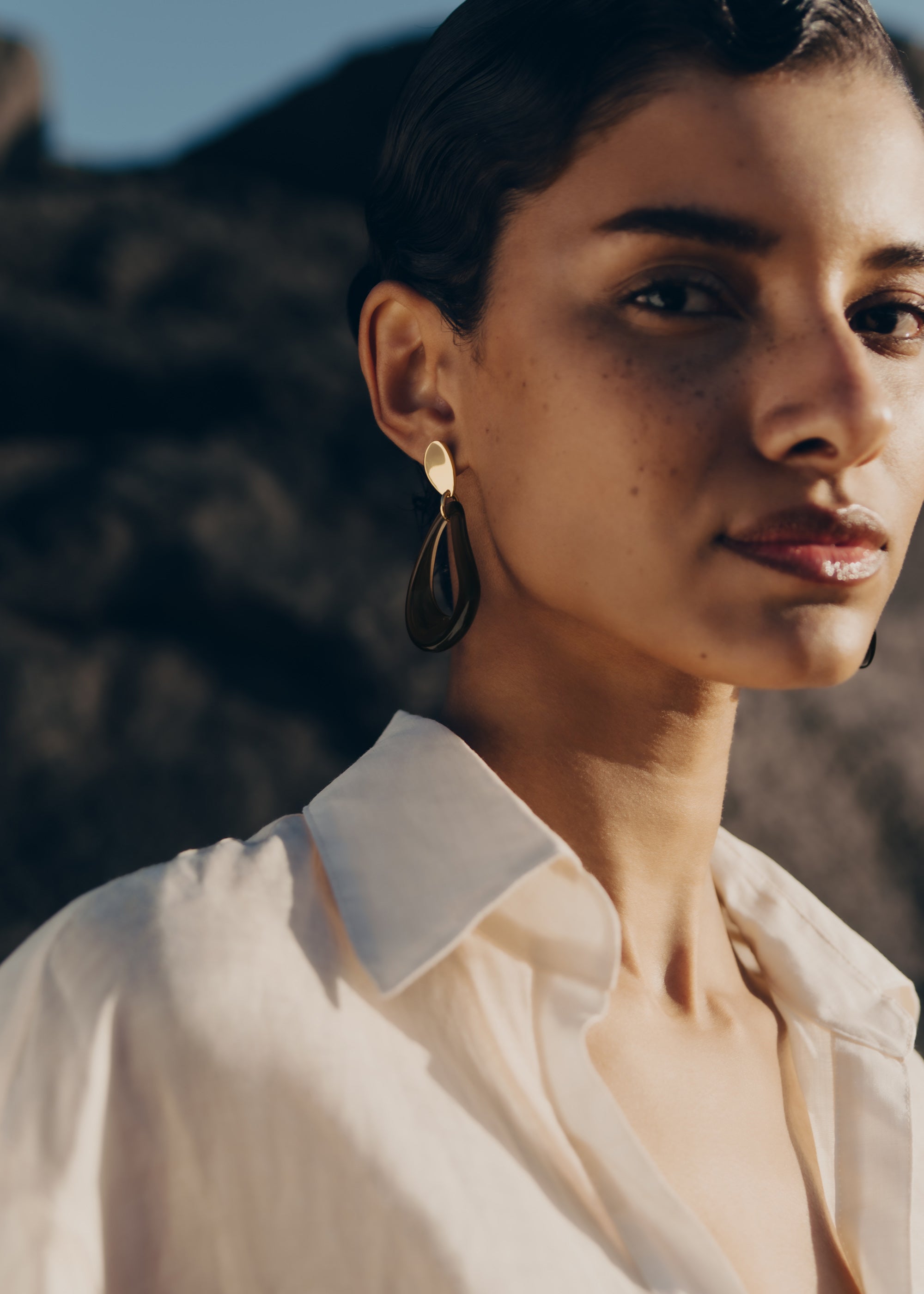 Boucles d'oreilles pendantes Na茅 - Verre fum茅、mySite、camillekostekn