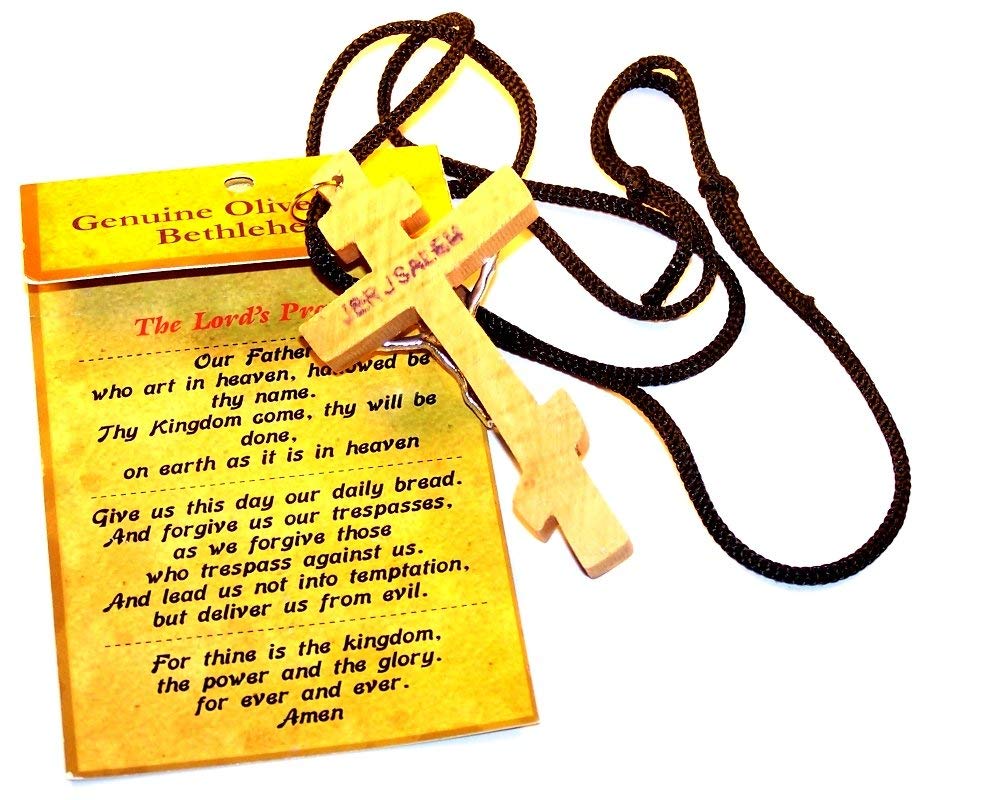  Russian or 3-Bar Patriarchal Crucifix - Olive wood Necklace (2.8 inches - 7cm) Cord is 60cm long、mySite、elrpsem3k