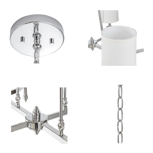6-light Chandelier with Fabric Drum Shades Chrome See below、、eastwooduniform