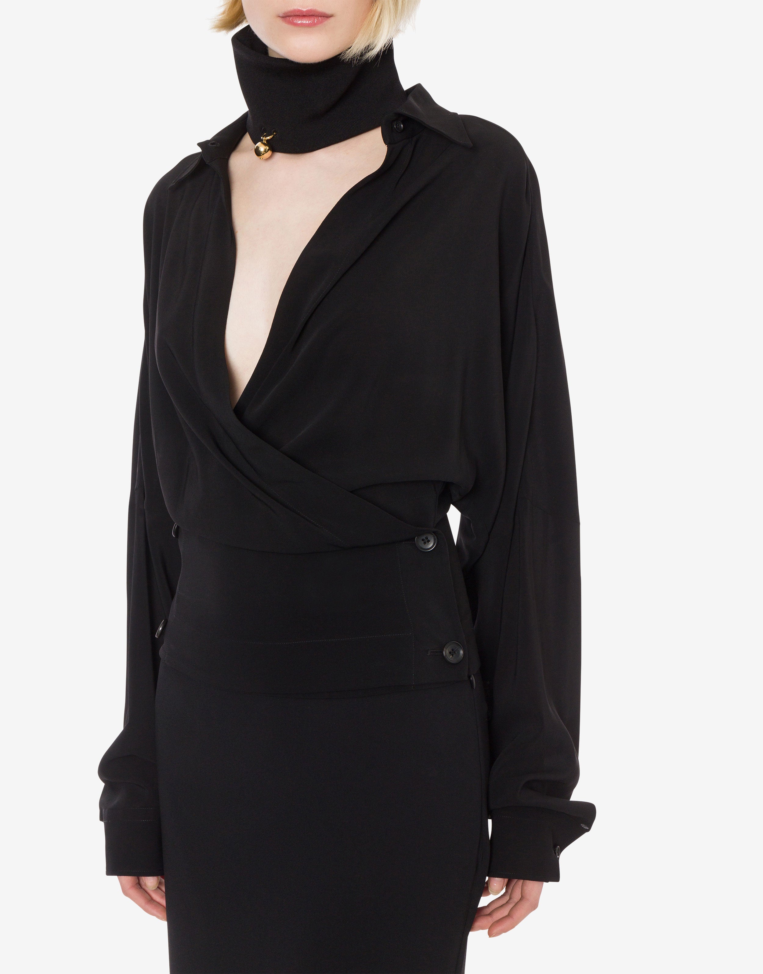 Camicia incrociata in crepe leggera、mySite、aoinhome