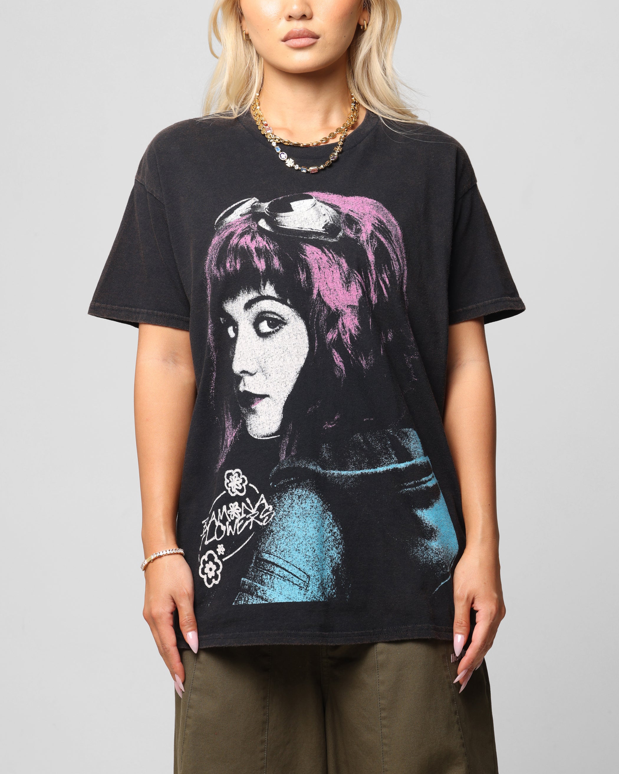 American Thrift X Scott Pilgrim Romona Flowers T-Shirt Black Wash、mySite、zt4zffjzw