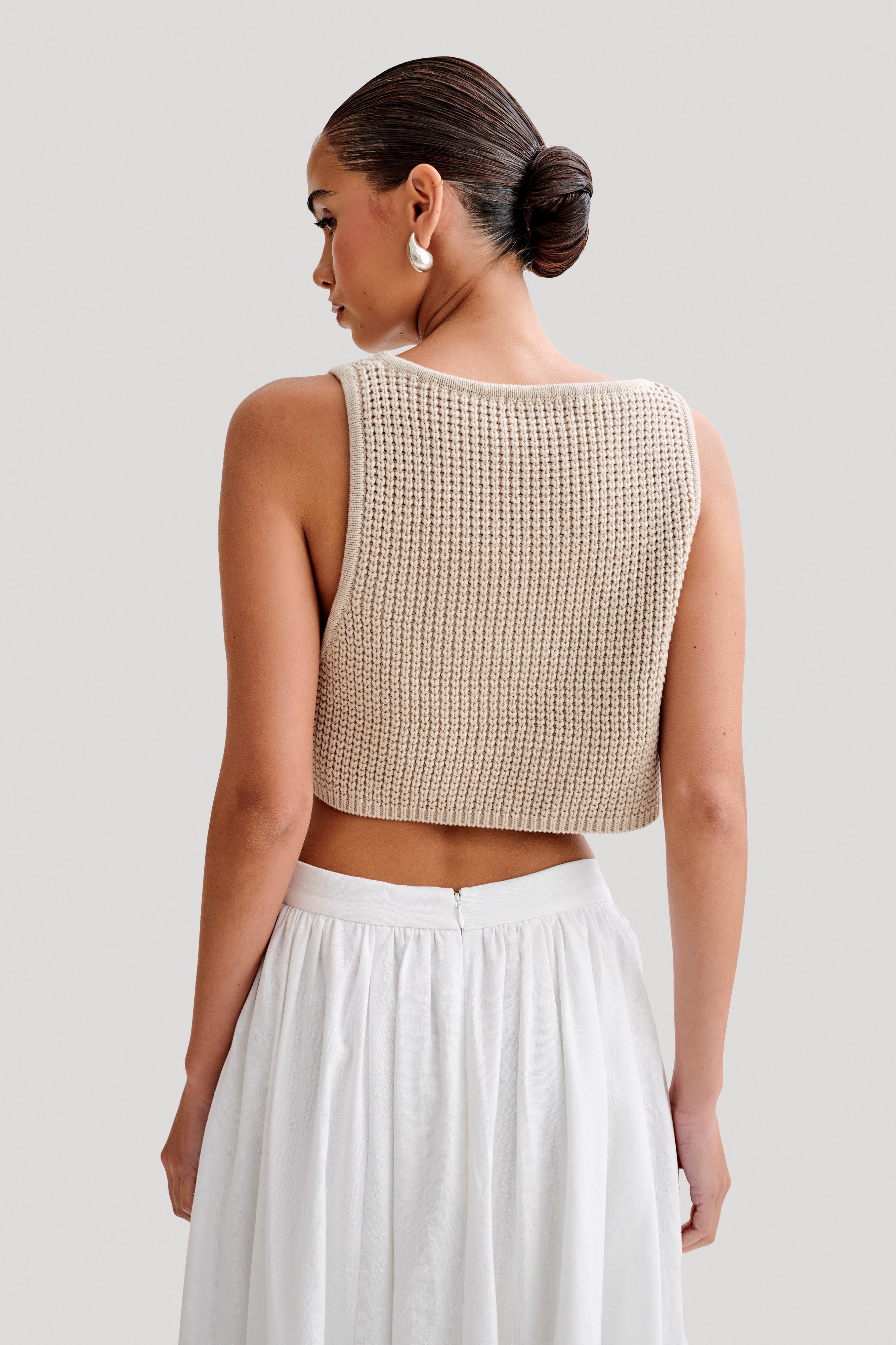 Gianni Sleeveless Knit Top - Natural、mySite、solidvoid