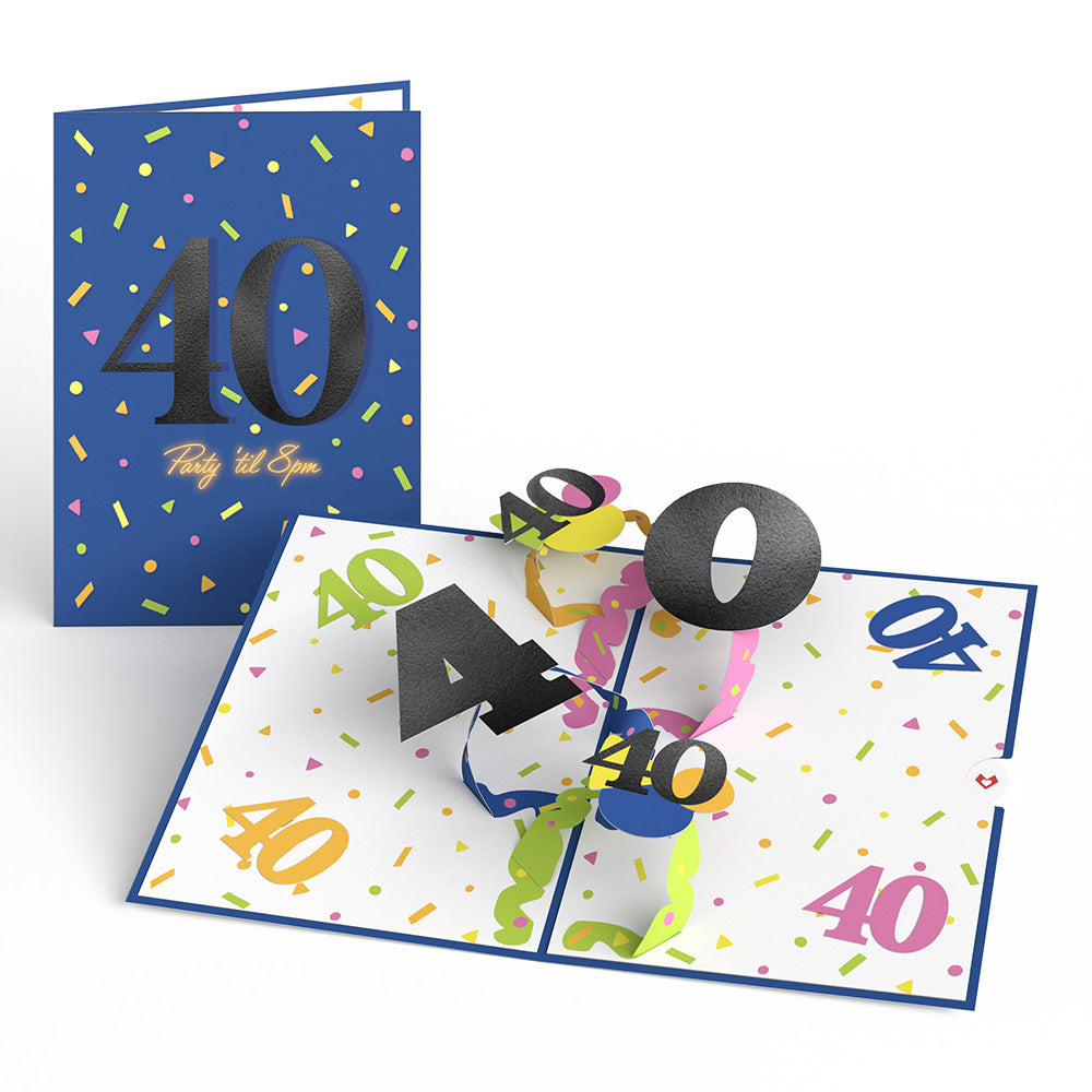 Party ’til 8pm 40th Birthday Pop-Up Card、mySite、solidvoid