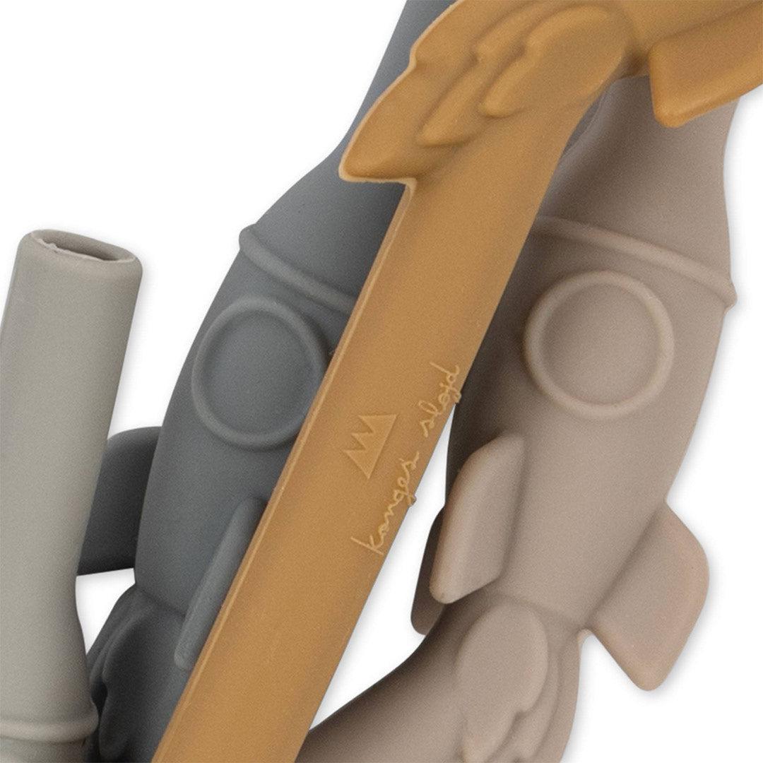  Konges Slojd Silicone Straws - Rocket - Quarry Blue Mix - 4 Pack、mySite、merchandisen