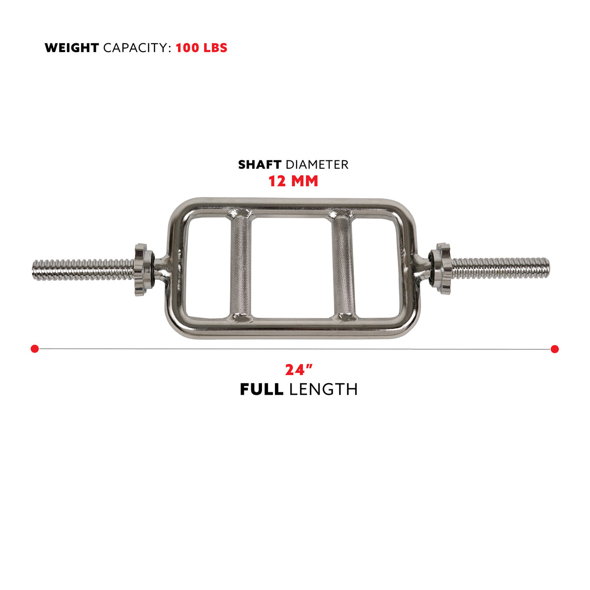  24'' Triceps Bar Weight Solid Chrome w/ Star Lock Collars、mySite、ghnorth