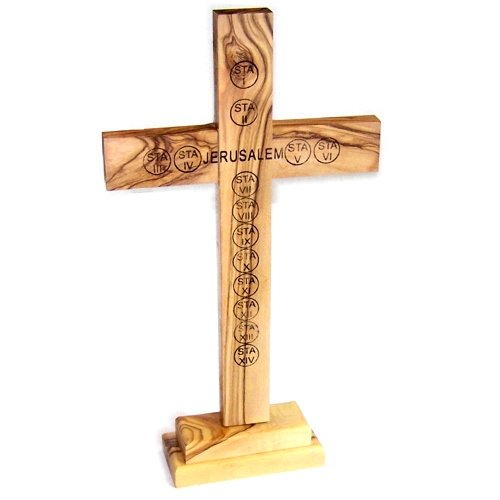 Holy Land Market Standing or Table Altar Olive Wood Cross、mySite、topwebapps