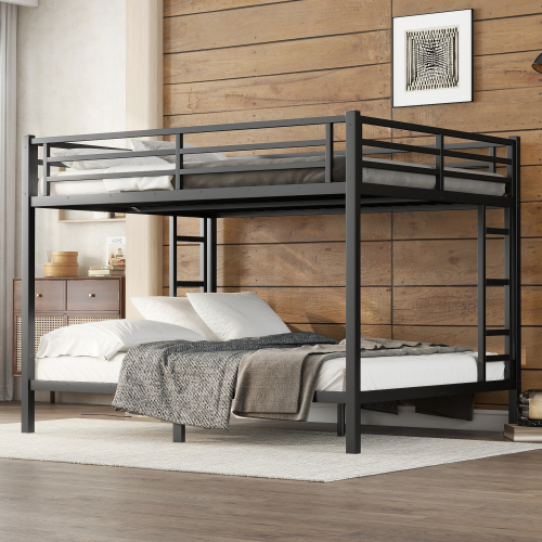 Metal Queen over Queen Bunk Bed for Teens and Adults,Space-Saving/Noise Reduced/No Box Spring Needed, Black、、casual