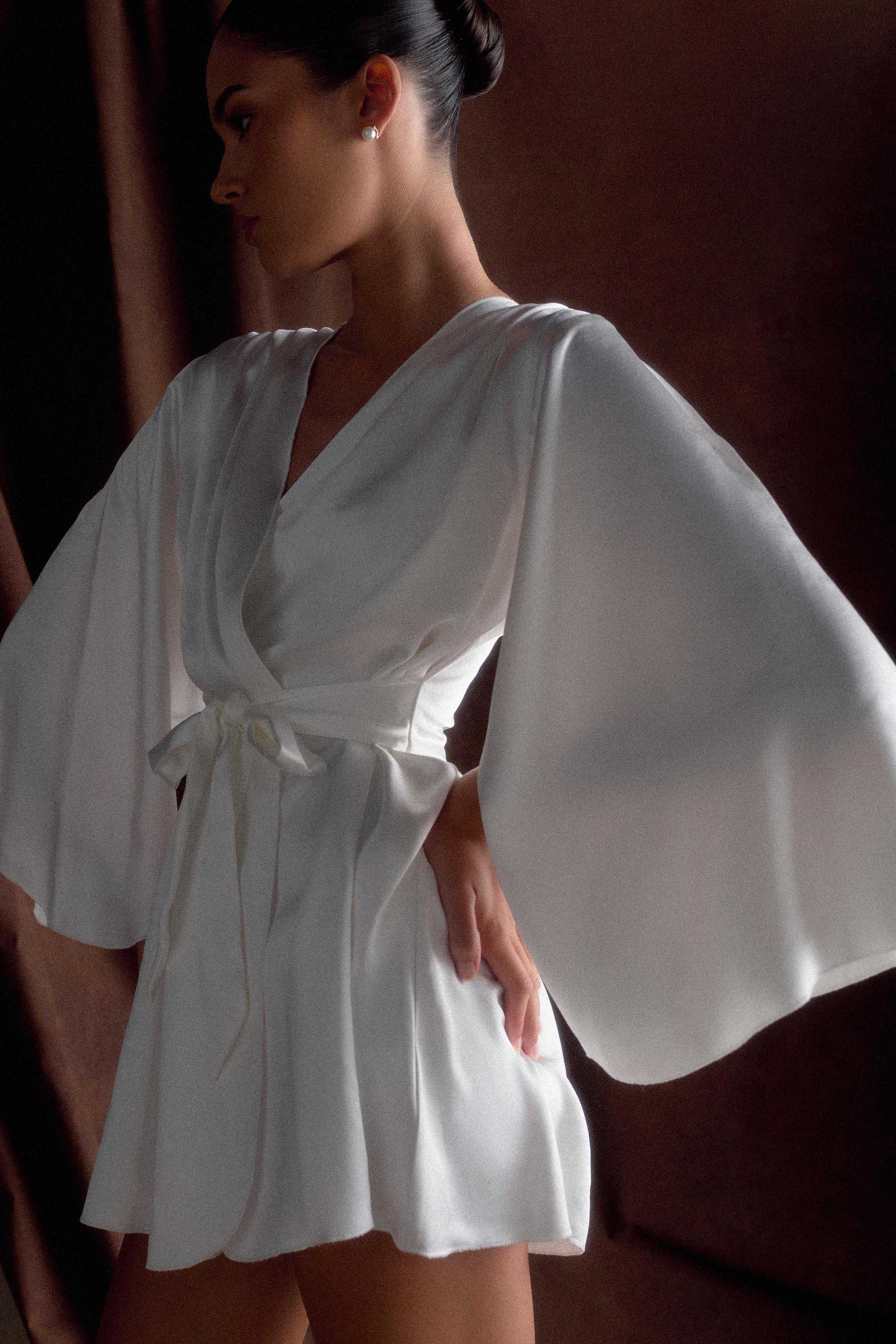 Sterling Satin Bridal Robe - Ivory、mySite、solidvoid