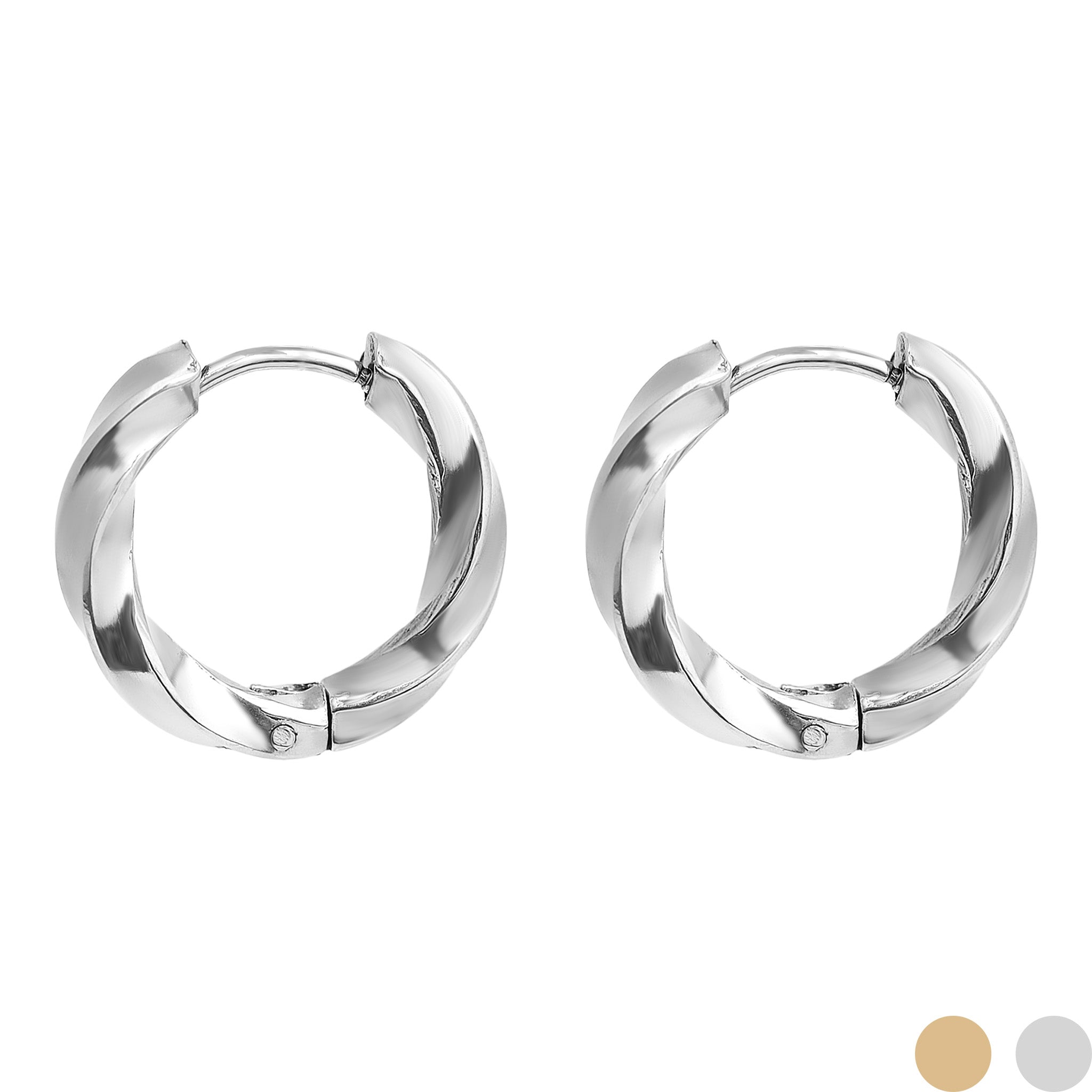 18K Gold PVD Stainless Steel Textured Twisted Huggie Hoop Earrings / ERJ0026、mySite、dreamappss