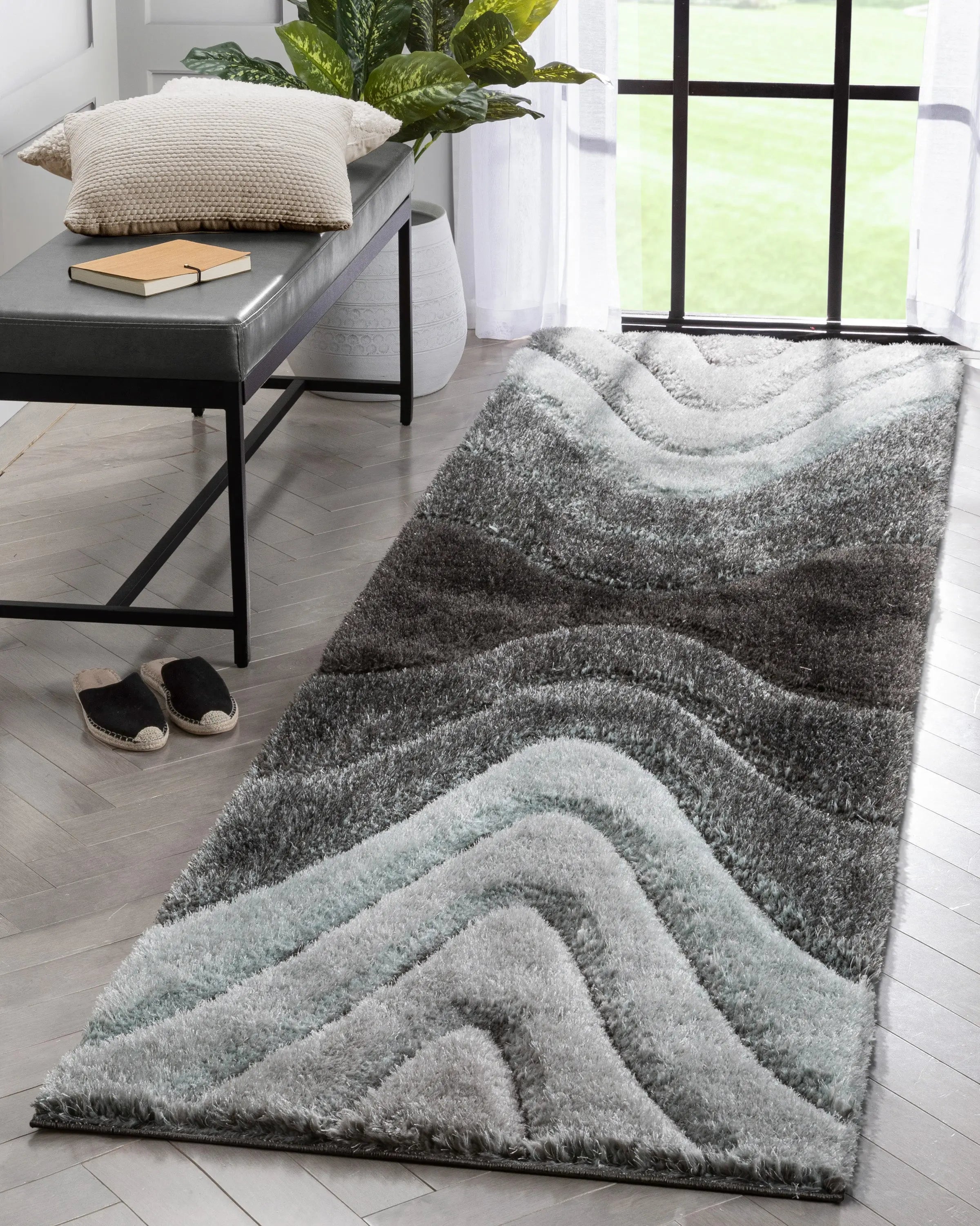 Luz Modern Geometric Light Blue 3D Textured Thick & Soft Shag Rug、mySite、gigharbornorthrealestate