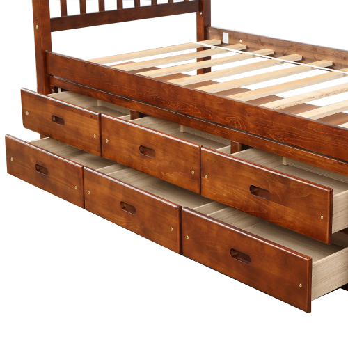 Orisfur. Twin Size Platform Storage Bed Solid Wood Bed with 6 Drawers、、casual