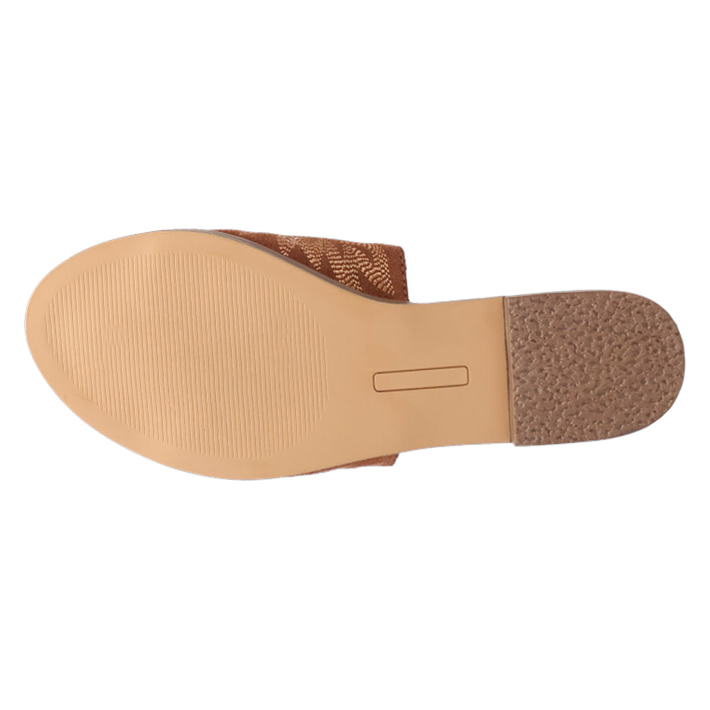 Lasso Embroidered Slide Flat Sandals、mySite、gtrtttuynbv