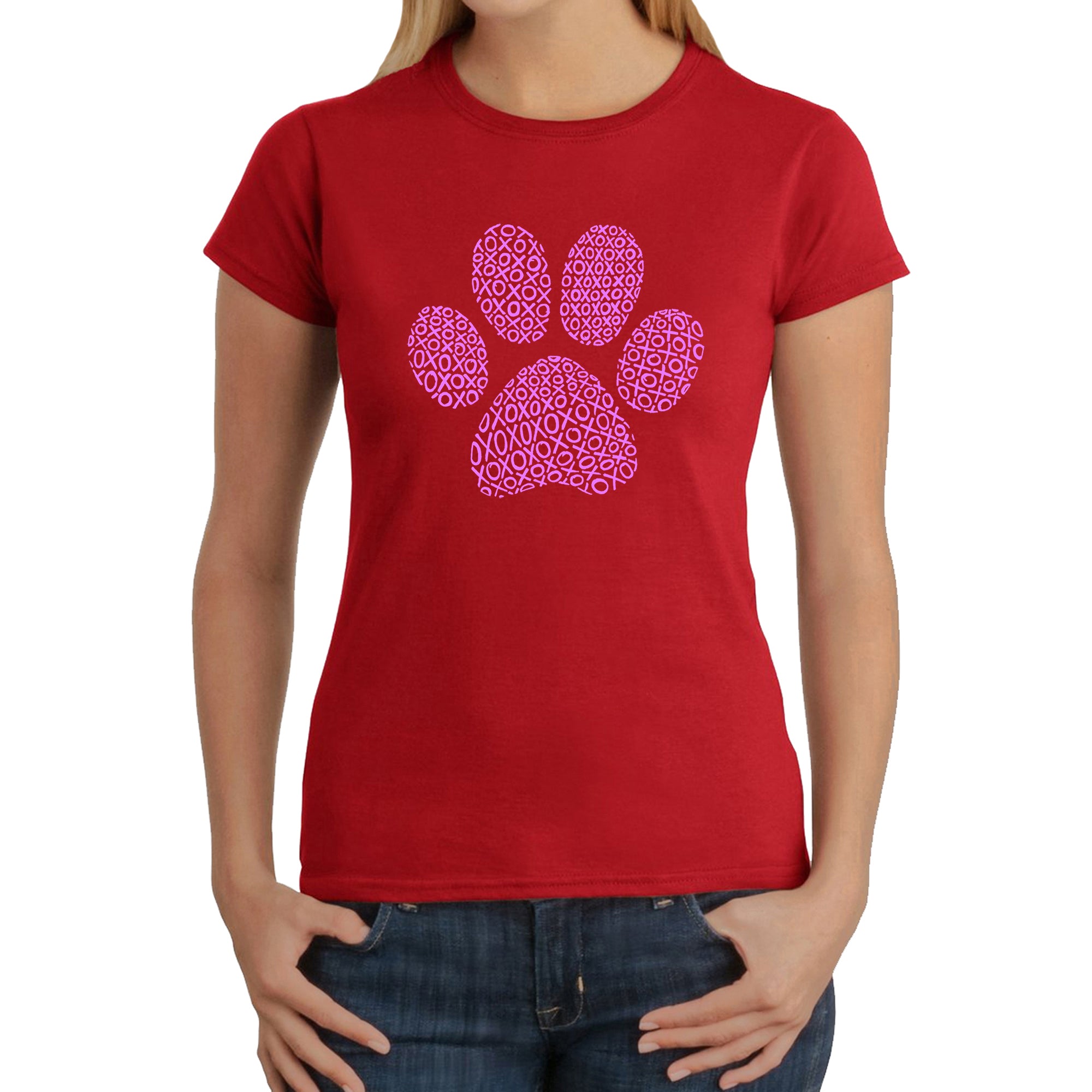 XOXO Dog Paw - Women's Word Art T-Shirt、mySite、camillekostekn