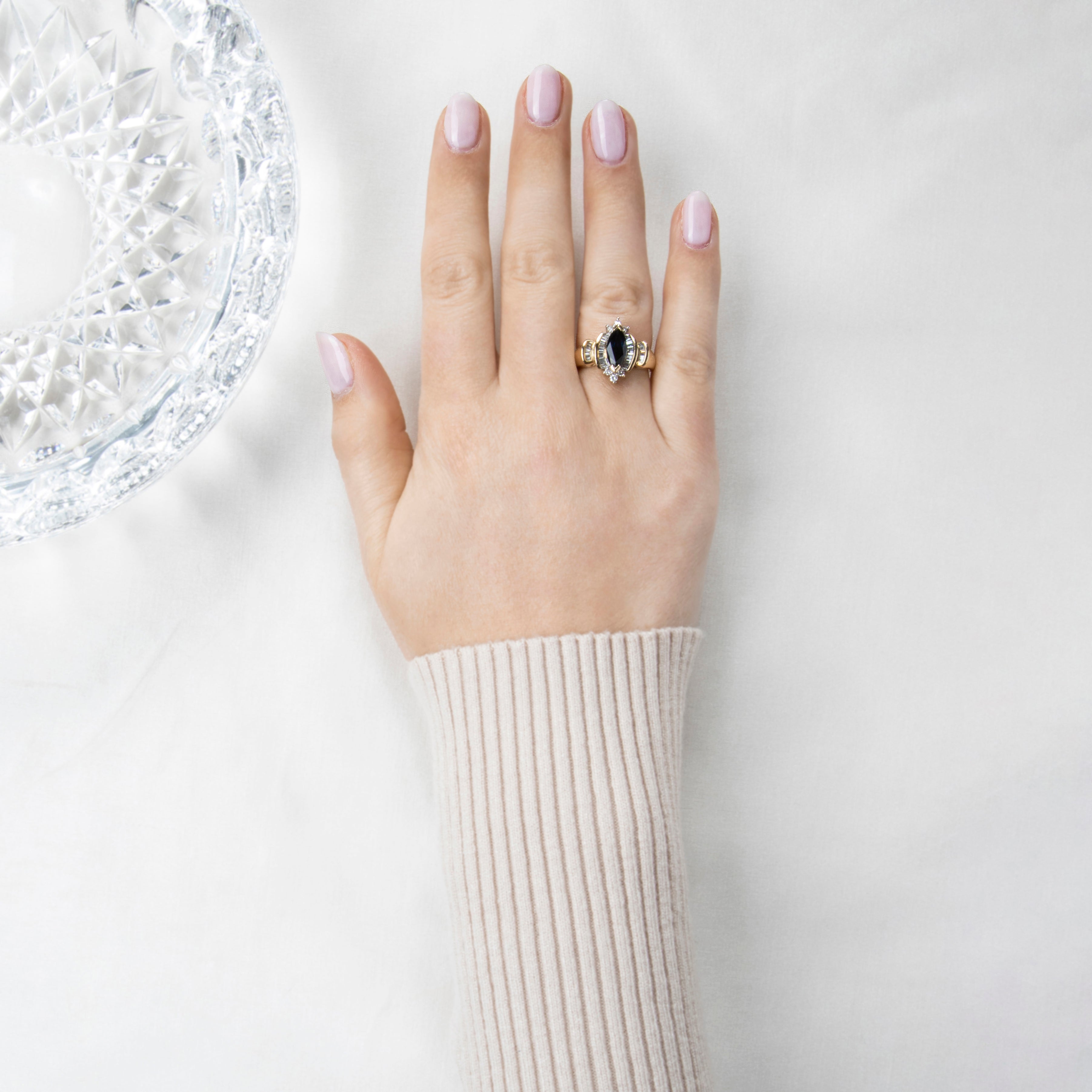 Vintage 14k Yellow & White Gold 1.08ct Sapphire .418cttw Diamond Statement Ring、mySite、hinf8tx79