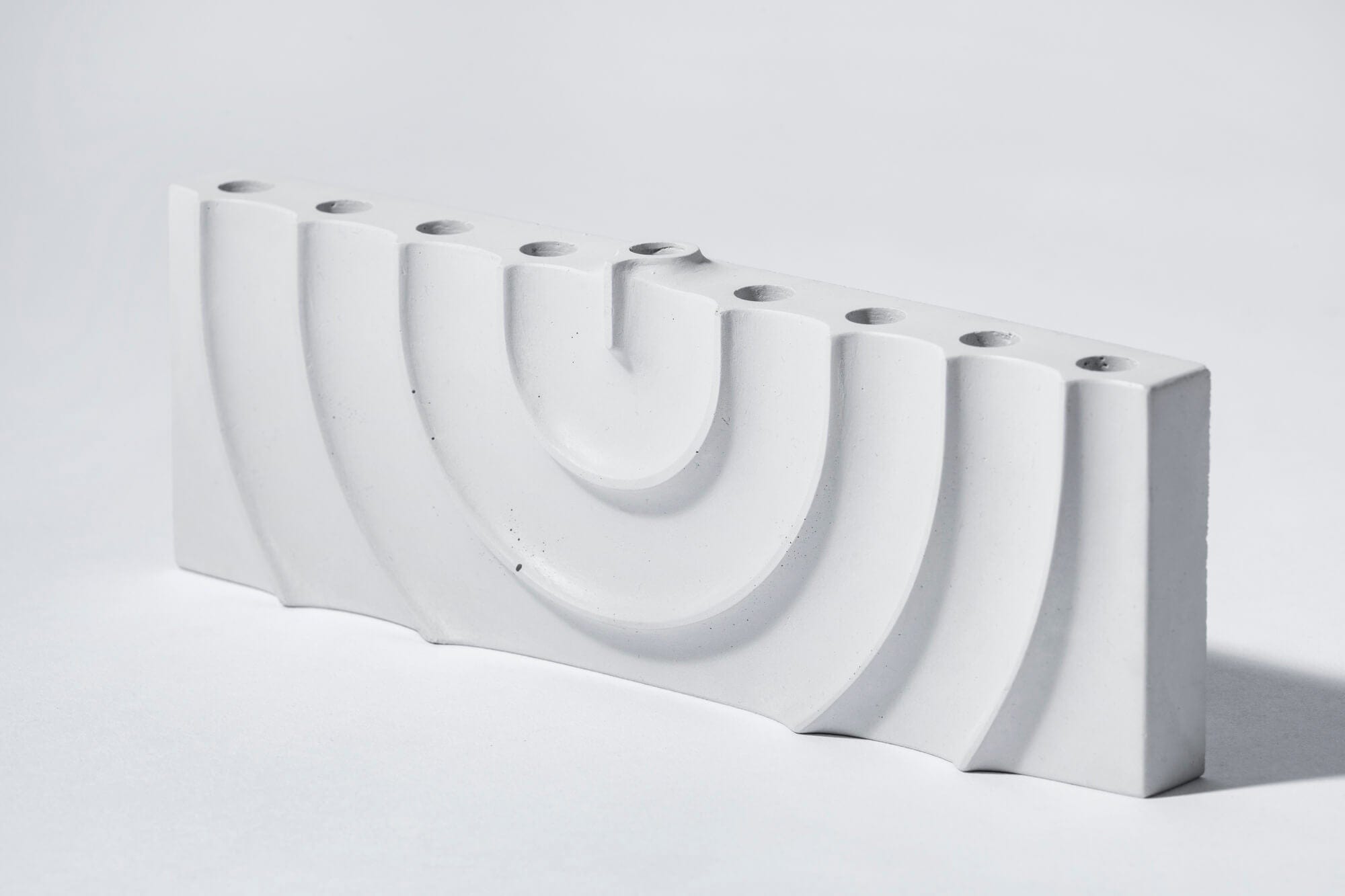 Hand-Poured Rippled Concrete Hanukkah Menorah - Gray、mySite、topwebapps