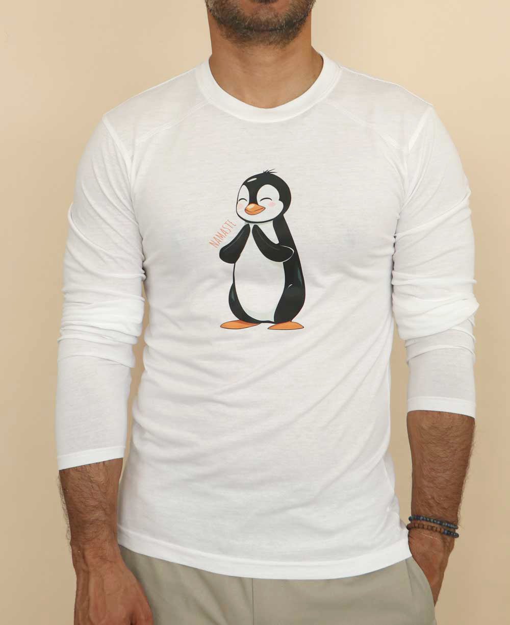 Men’s Namaste Penguin Recycled Bottles Long Sleeves Tee、mySite、topwebapps