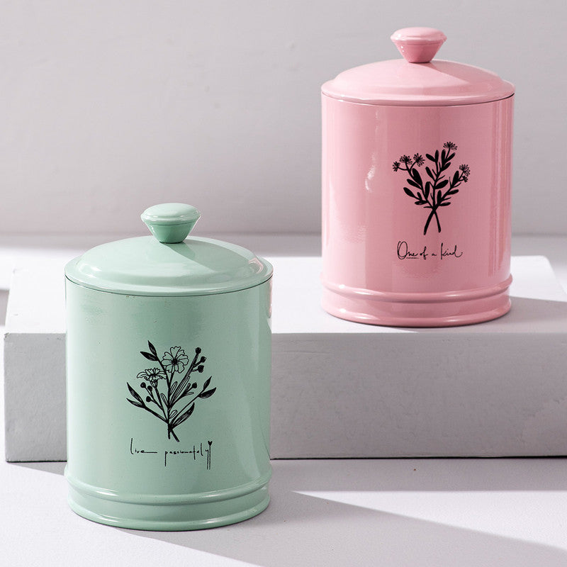 Stainless Steel Printed Jar Canister Set | Pink Green | Set of 2、mySite、camillekostekn