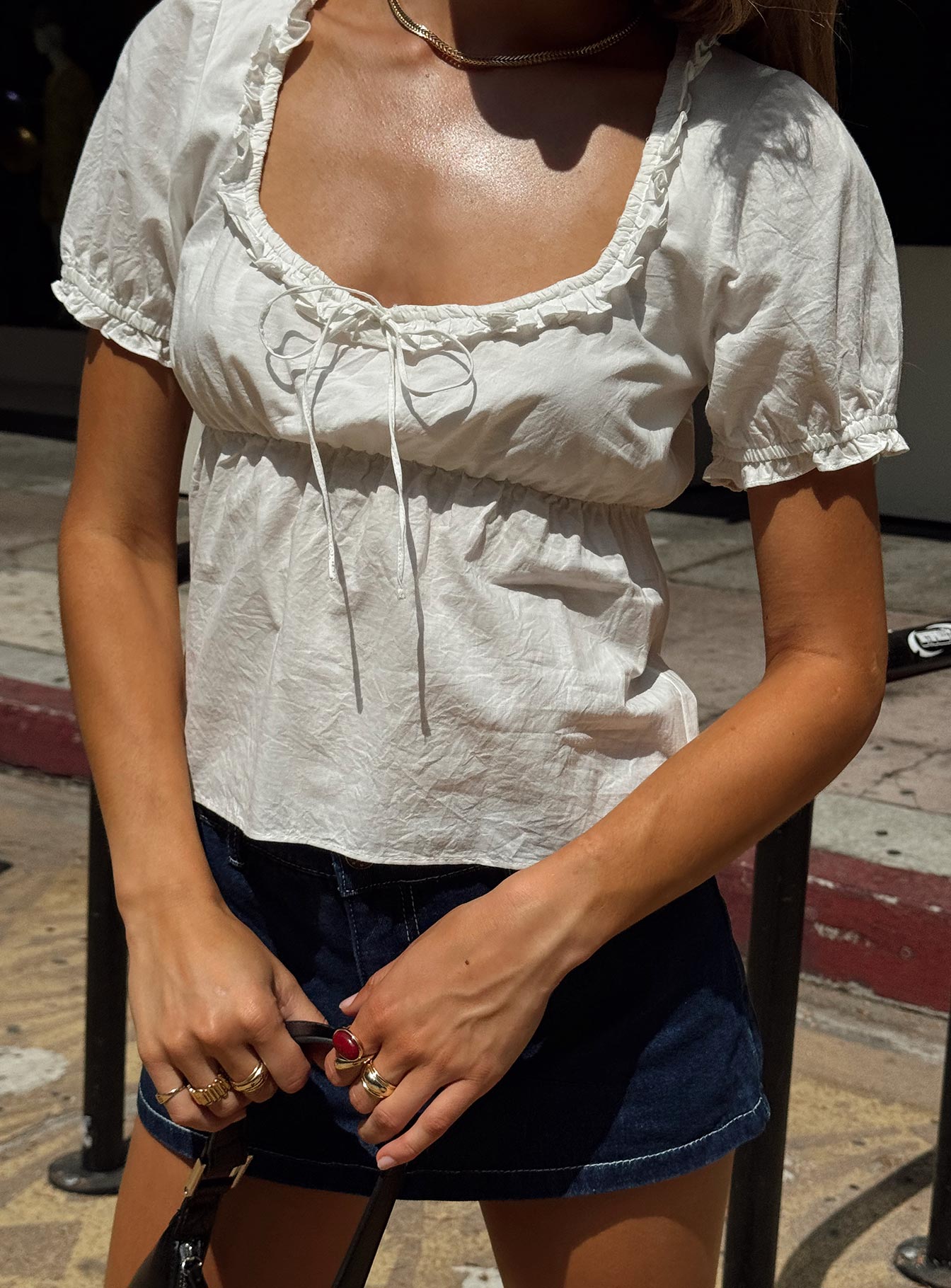 Elizabette Puff Sleeve Top White、mySite、solidvoid