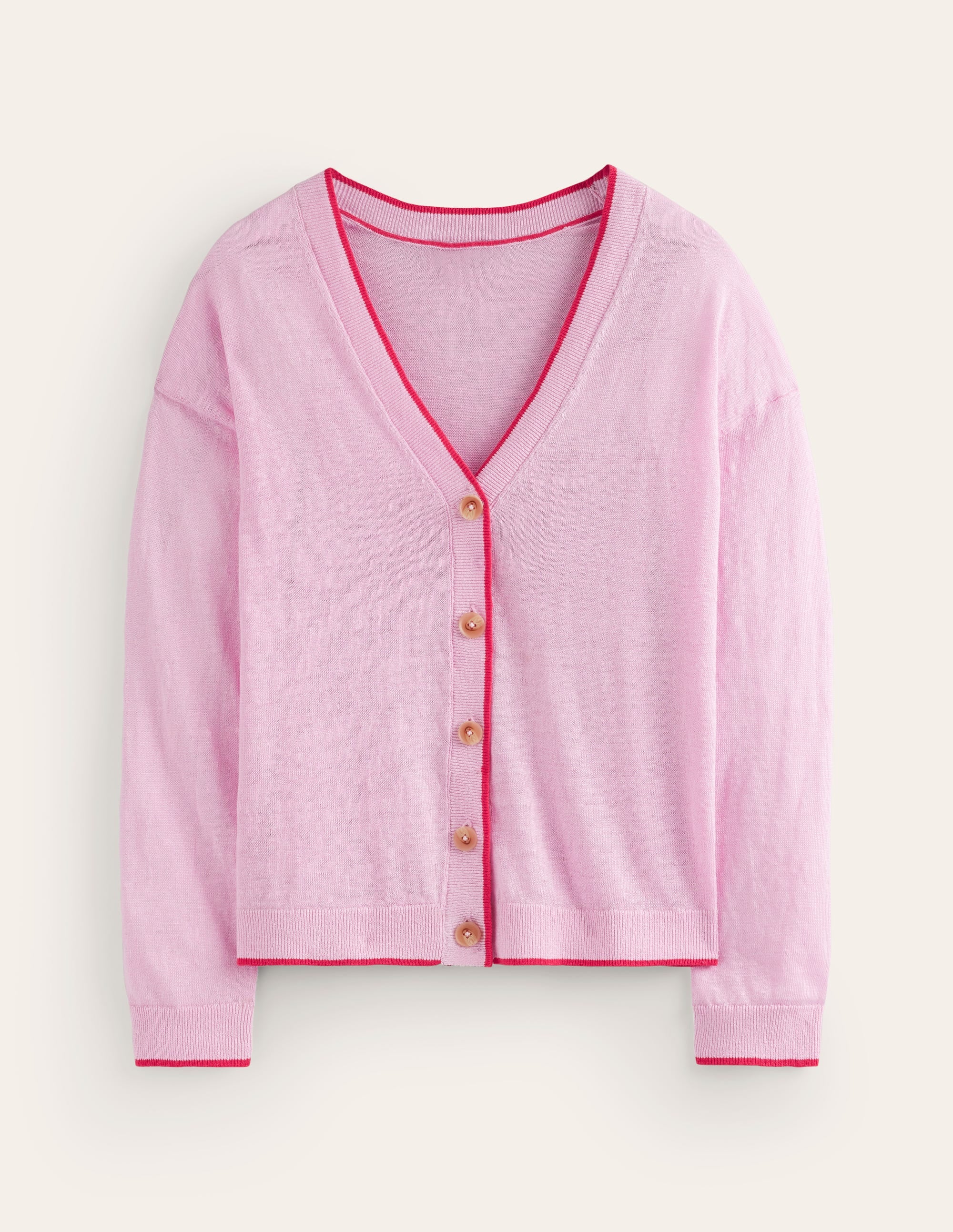  Maggie V-Neck Linen Cardigan-Sweet Lilac Pink、mySite、ashleygrahame