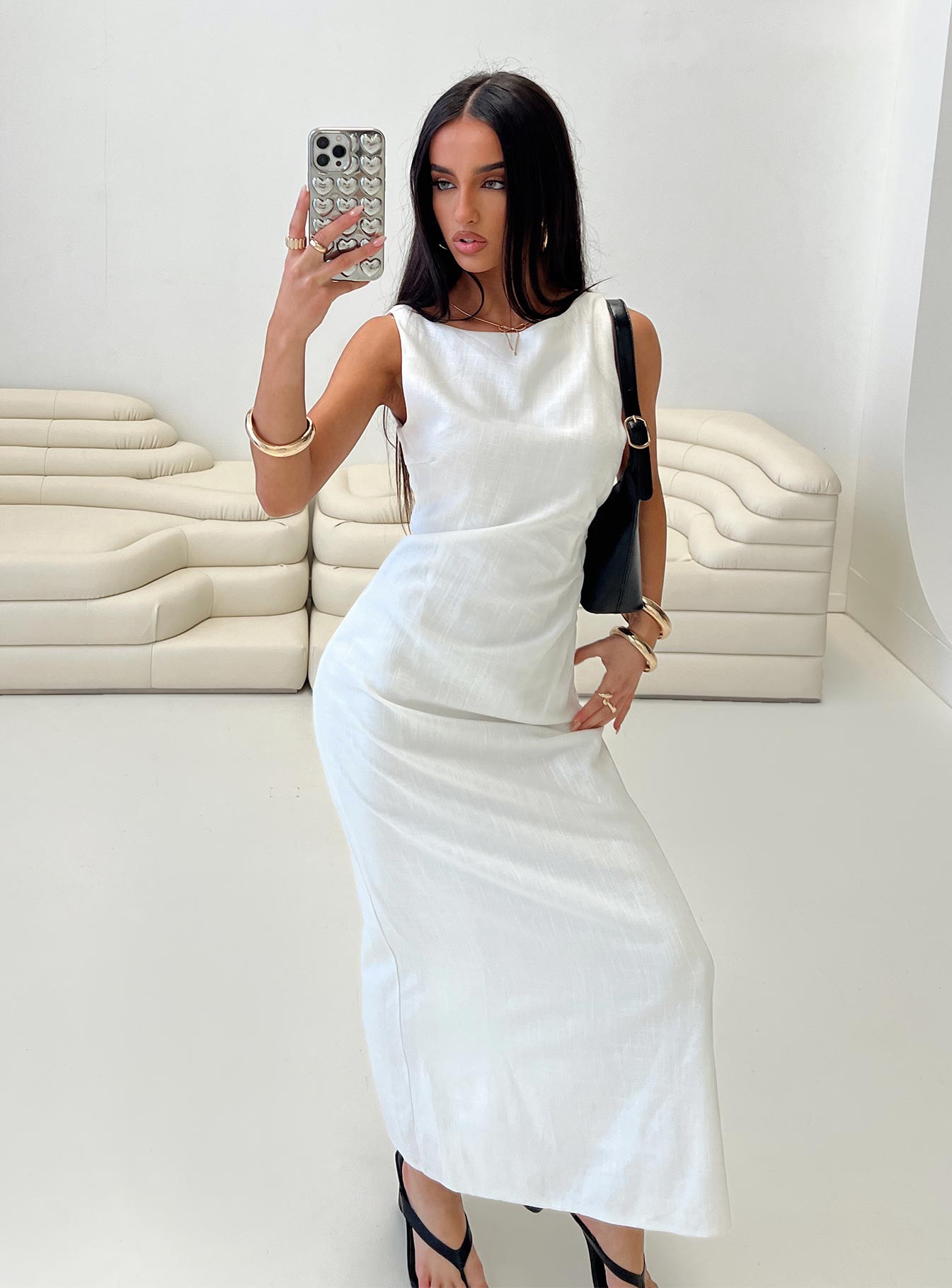 Mocca Maxi Dress White、mySite、solidvoid